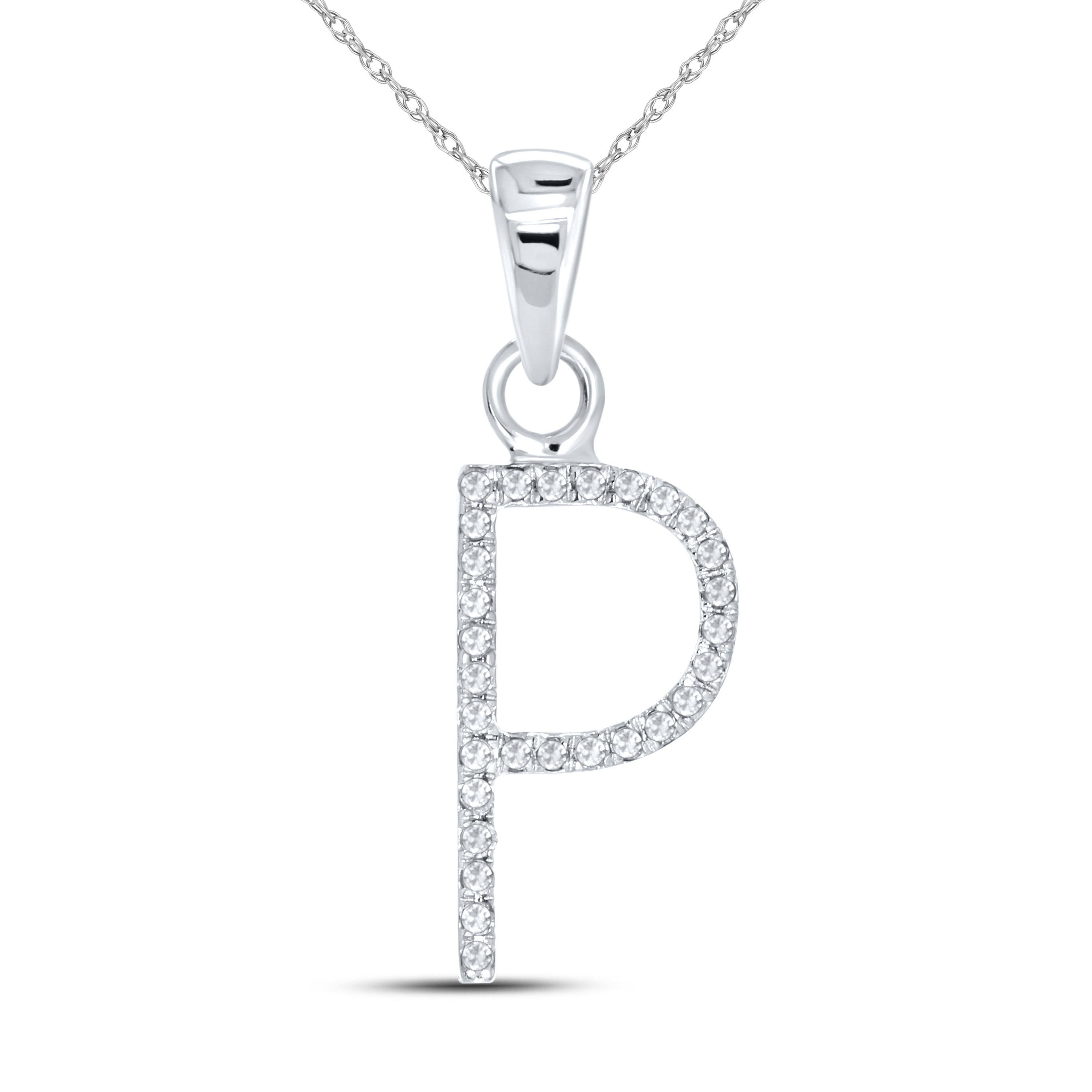 10KT White Gold 0.09 CTW DIAMOND INITIAL  P