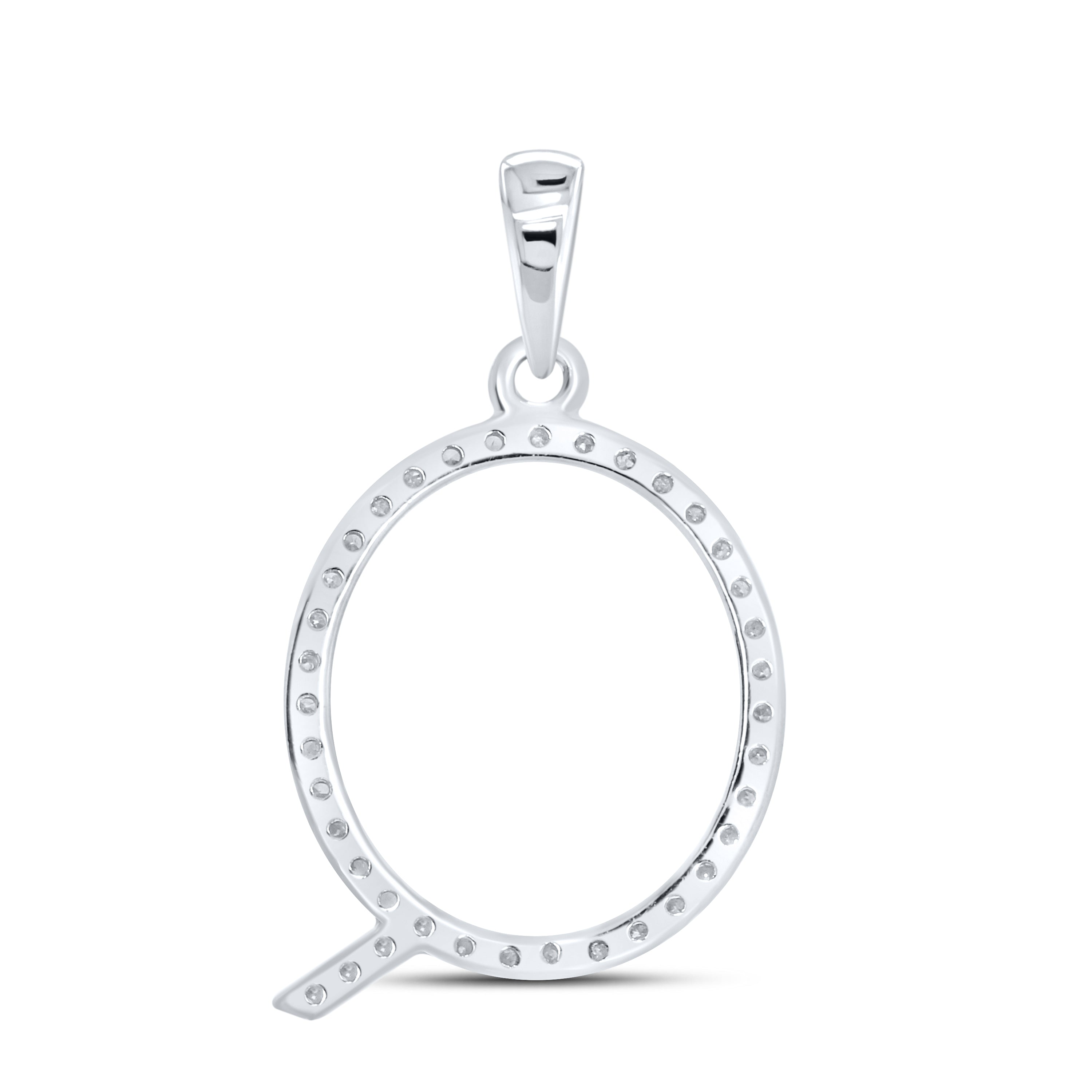 10KT White Gold 0.11 CTW DIAMOND INITIAL Q