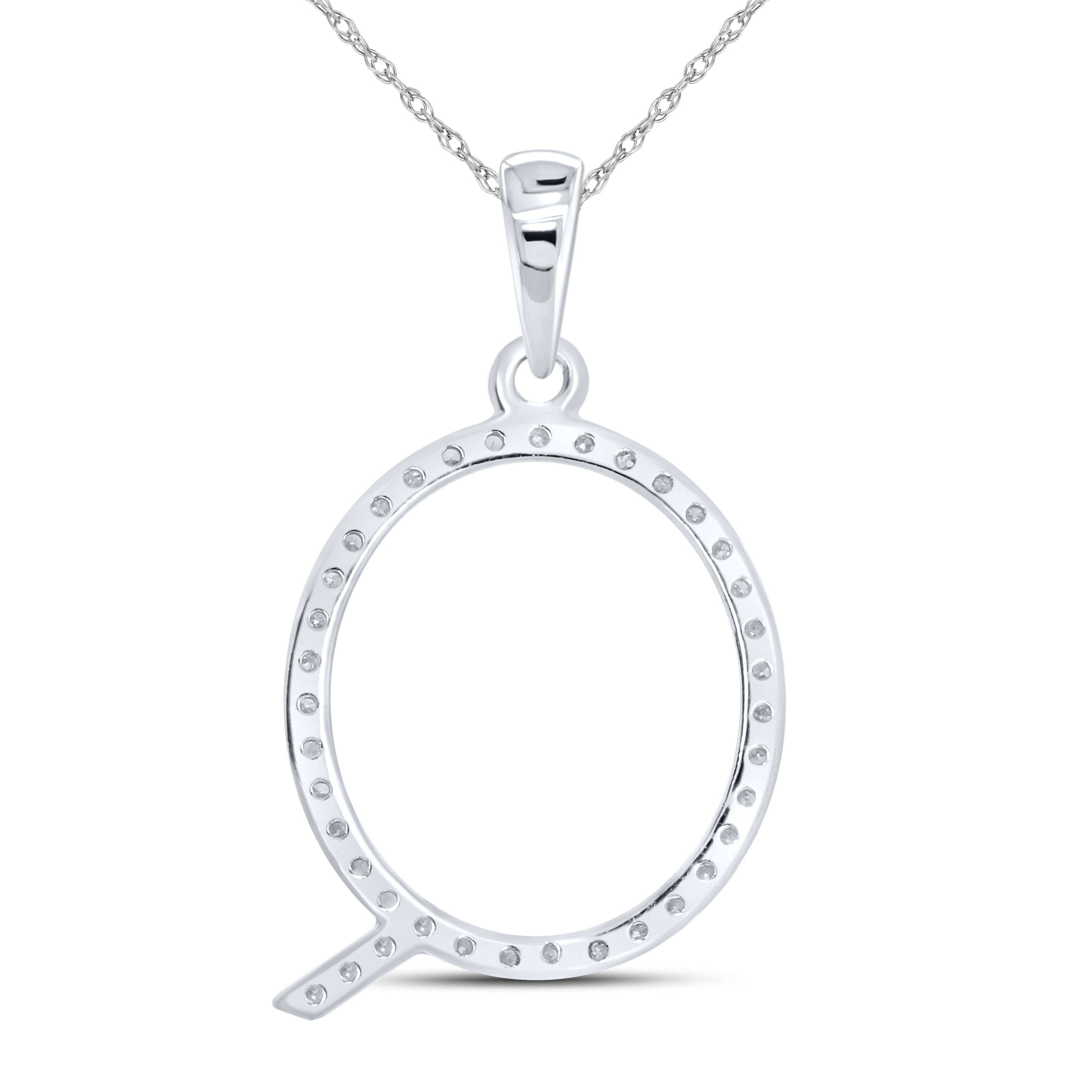 10KT White Gold 0.11 CTW DIAMOND INITIAL Q