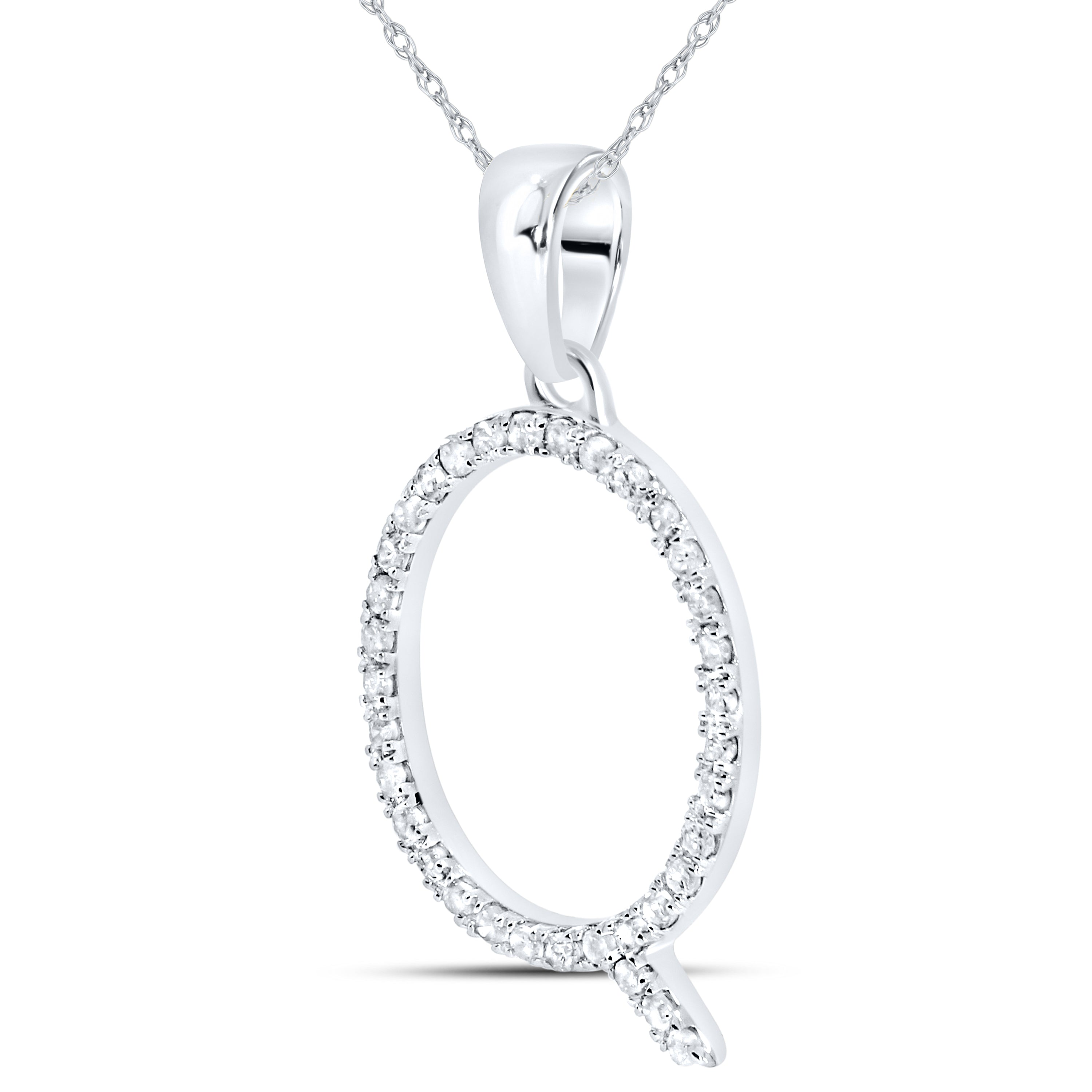 10KT White Gold 0.11 CTW DIAMOND INITIAL Q
