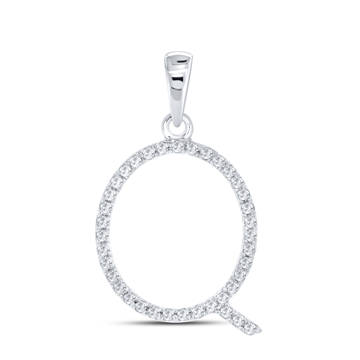 10KT White Gold 0.11 CTW DIAMOND INITIAL Q
