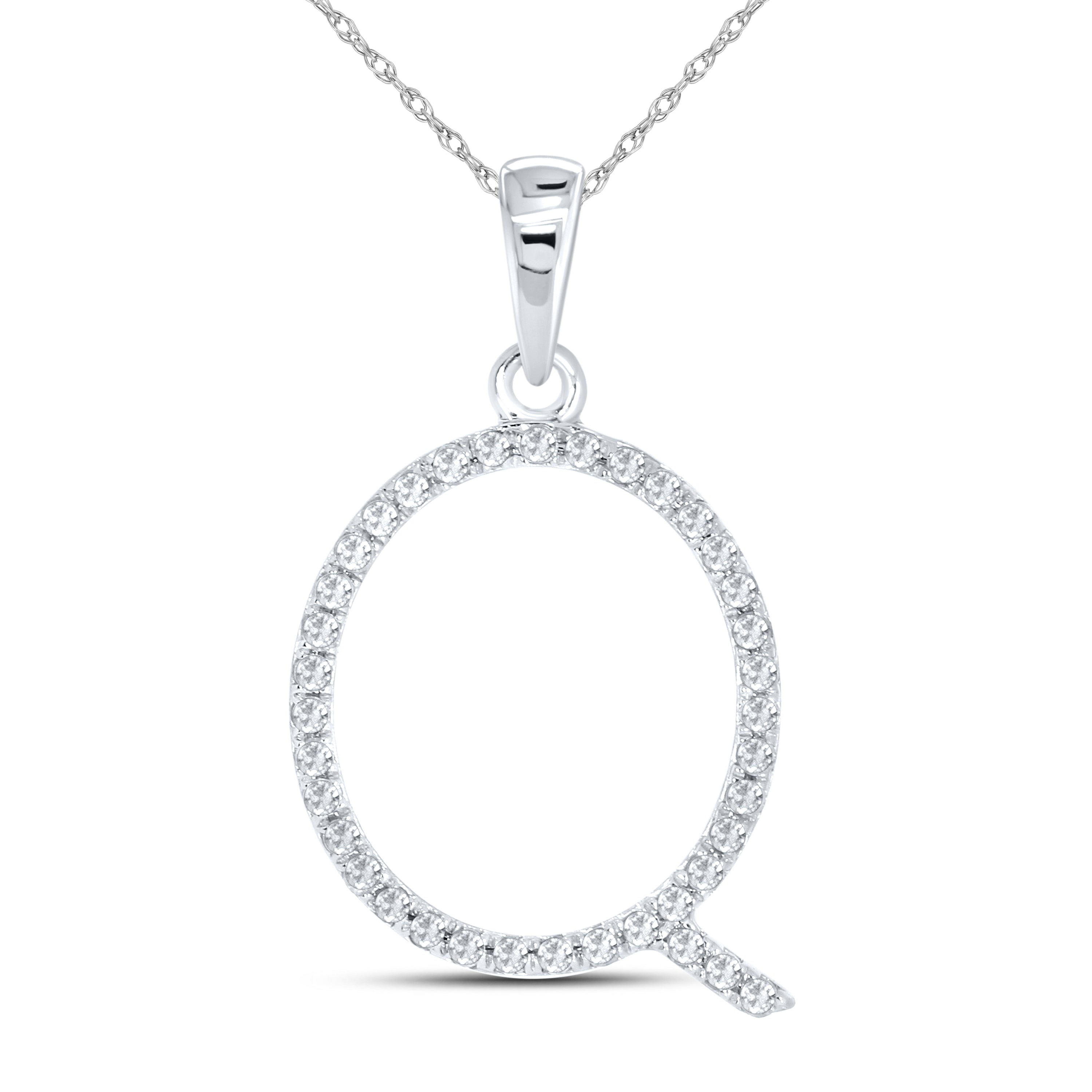 10KT White Gold 0.11 CTW DIAMOND INITIAL Q