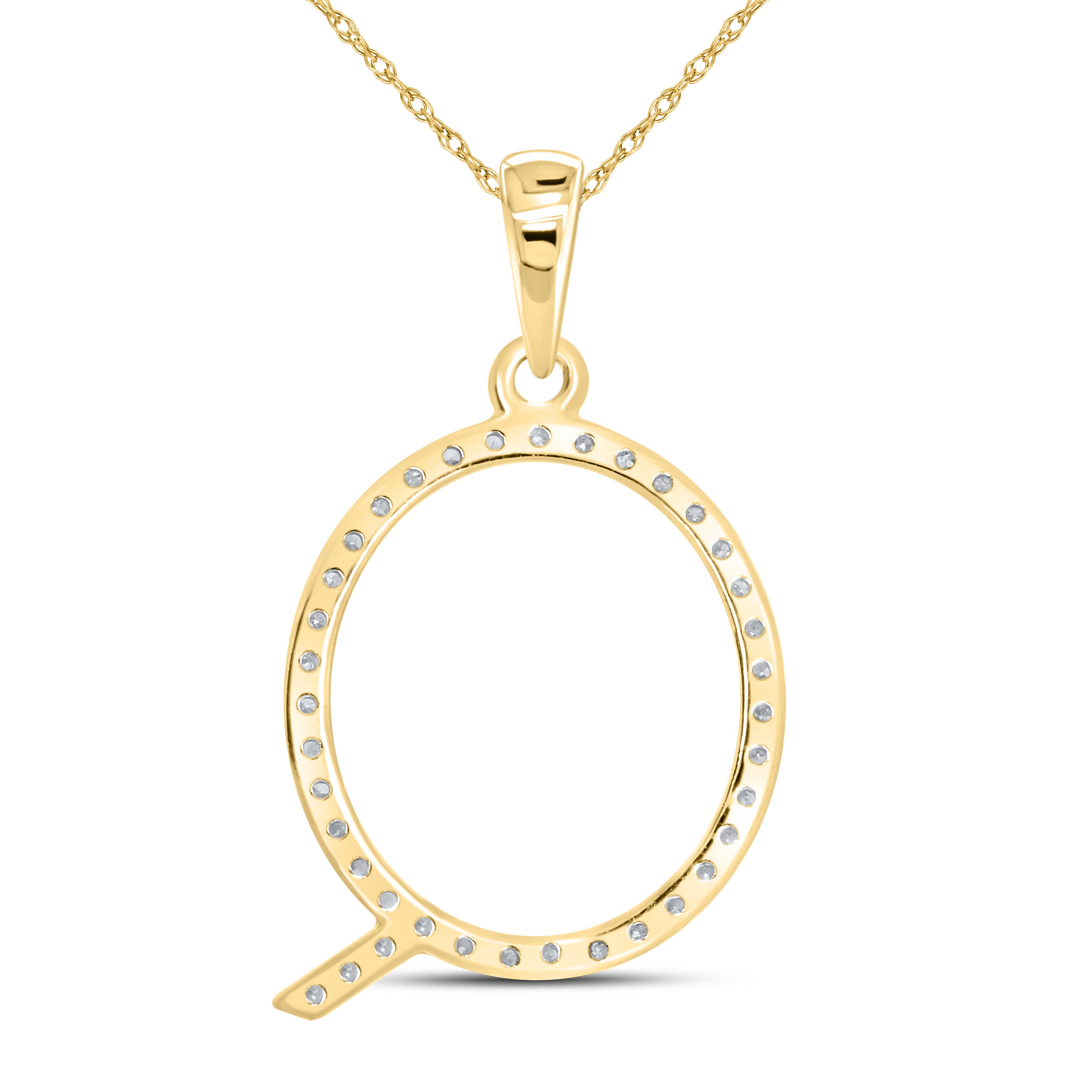 10kt Yellow Gold 0.11 CTW DIAMOND INITIAL Q