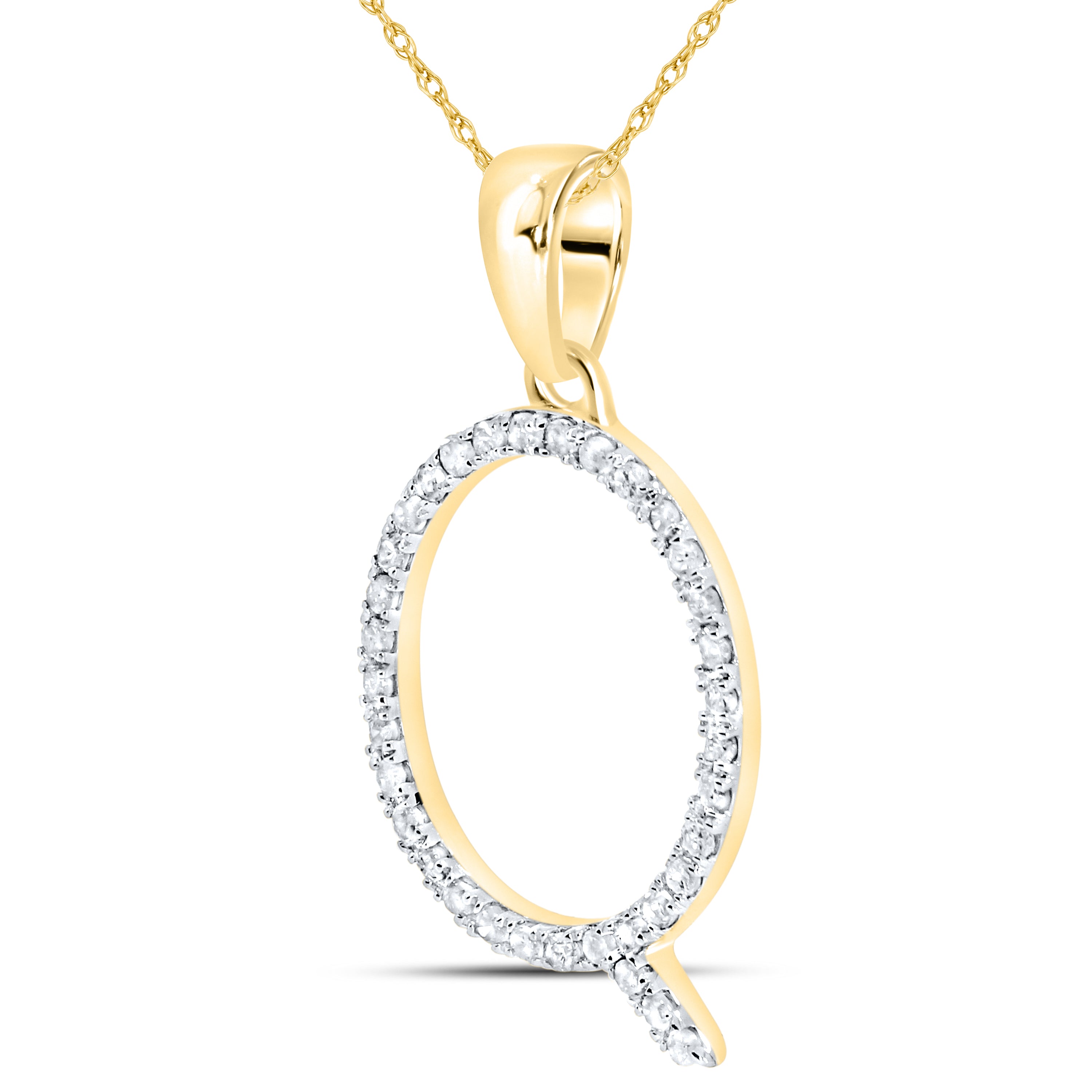 10kt Yellow Gold 0.11 CTW DIAMOND INITIAL Q