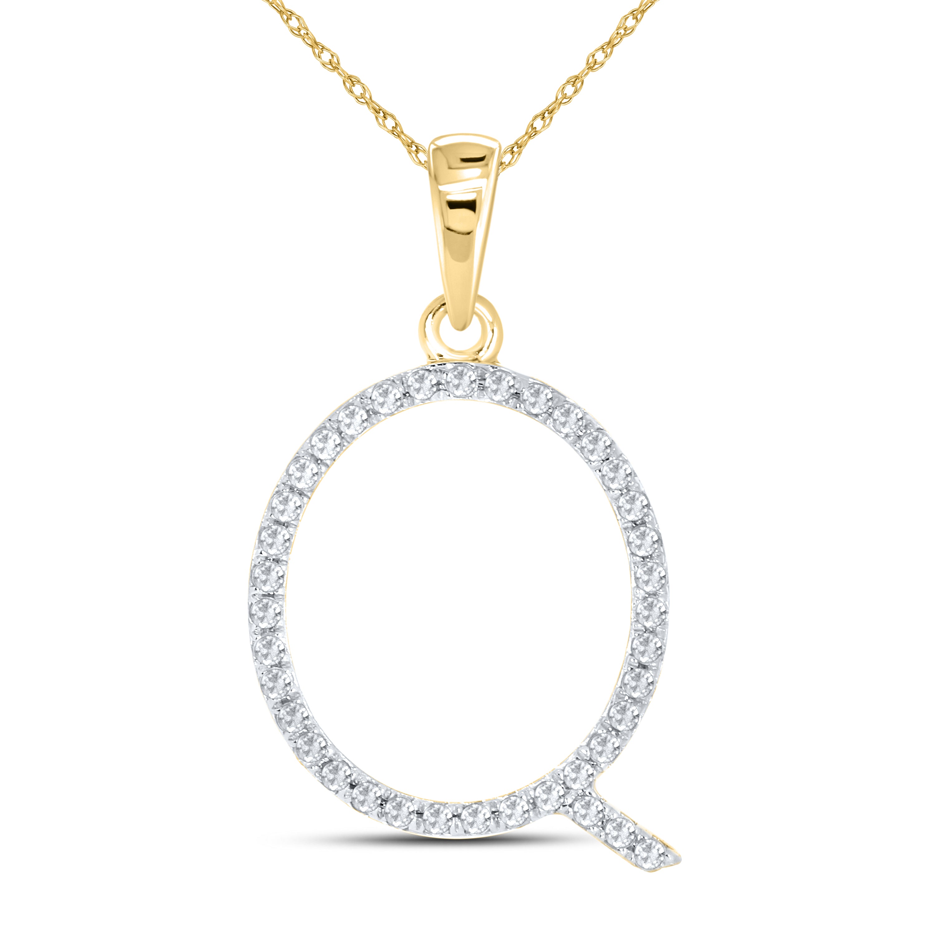 10kt Yellow Gold 0.11 CTW DIAMOND INITIAL Q