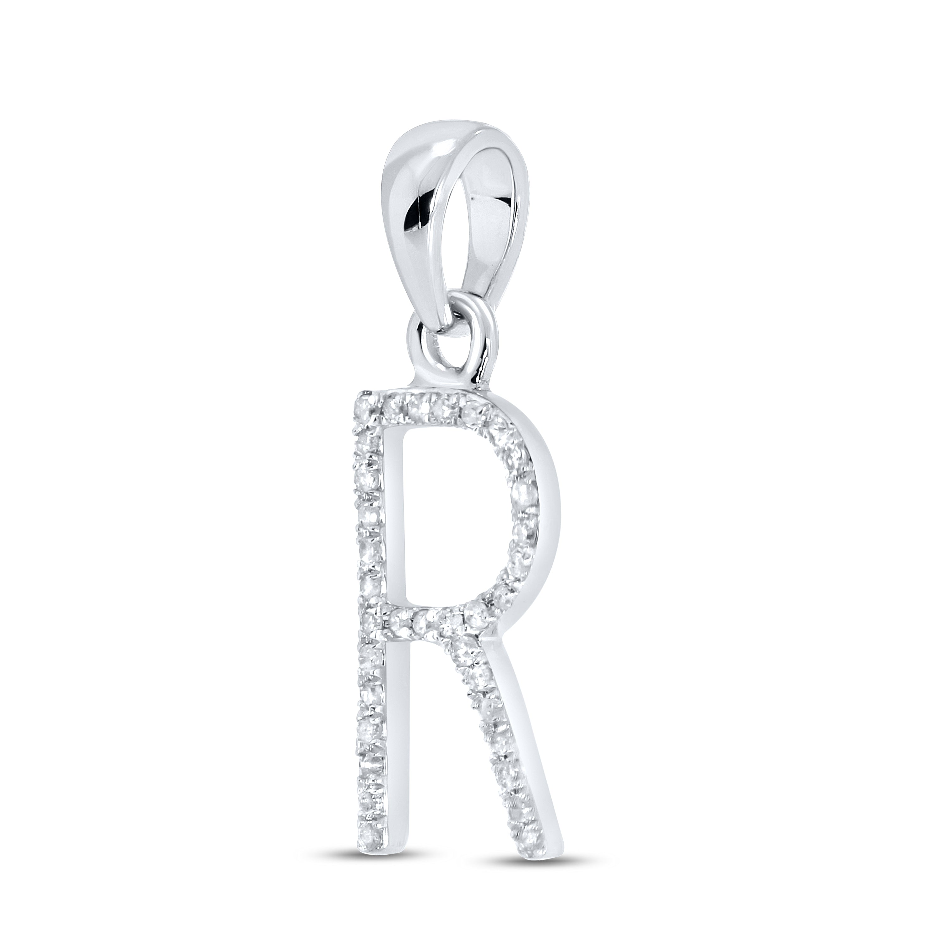 10KT White Gold 0.1 CTW DIAMOND INITIAL R