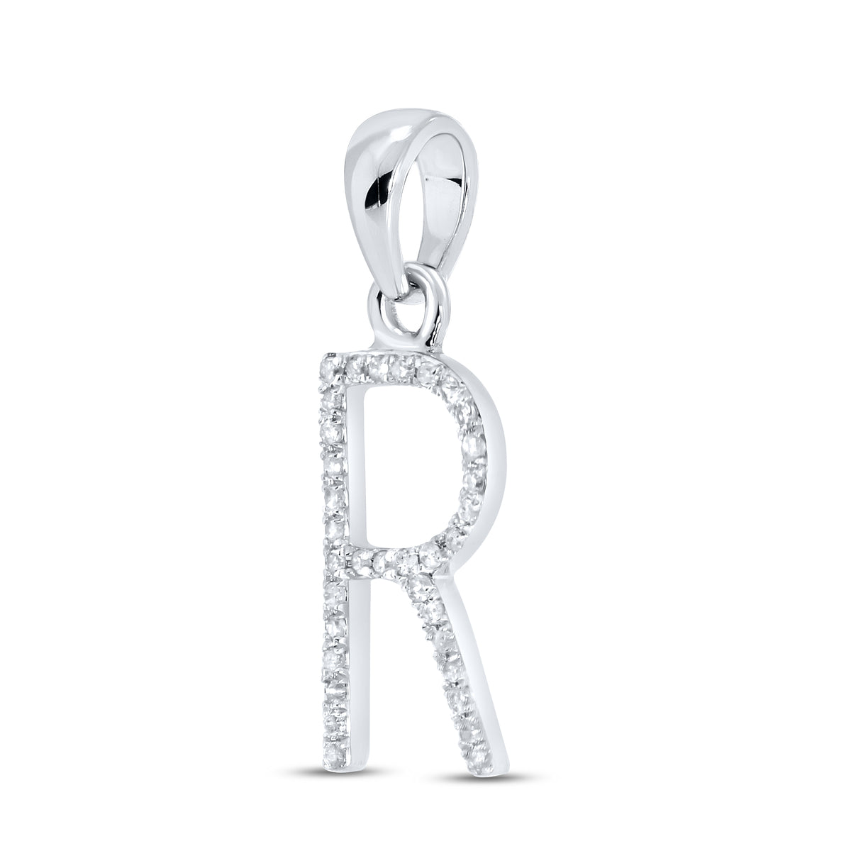 10KT White Gold 0.1 CTW DIAMOND INITIAL R