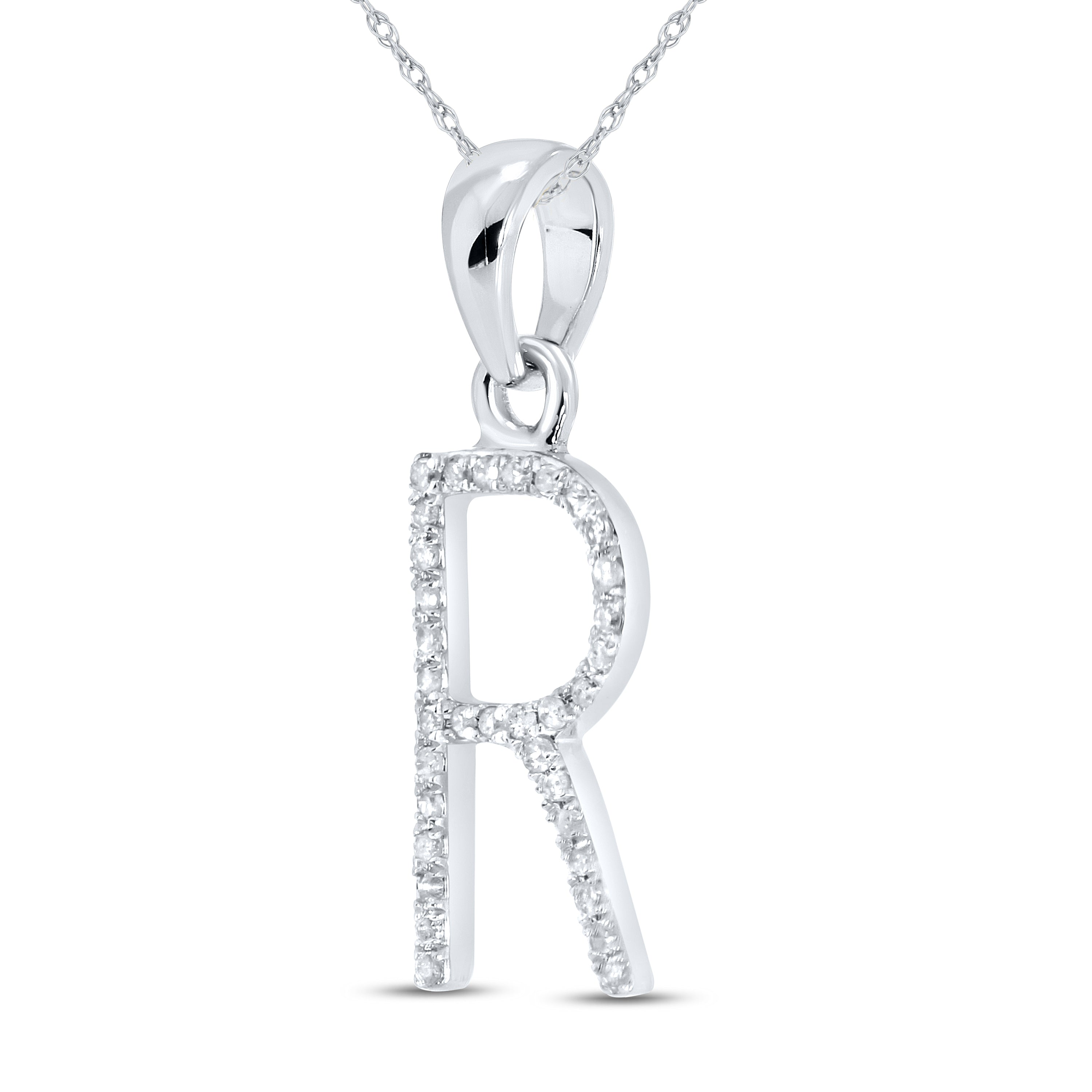 10KT White Gold 0.1 CTW DIAMOND INITIAL R