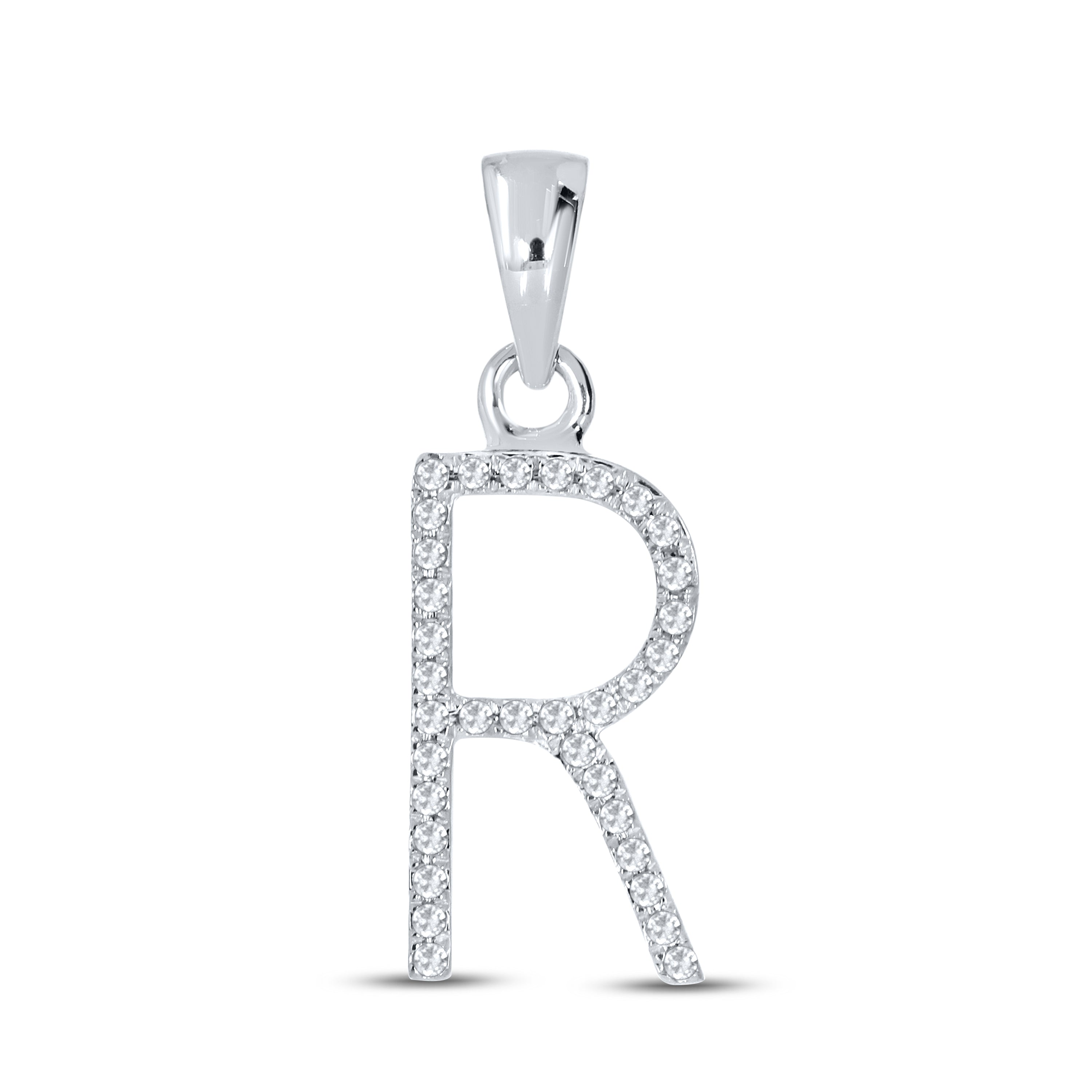 10KT White Gold 0.1 CTW DIAMOND INITIAL R