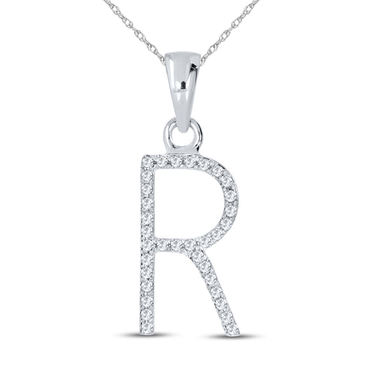 10KT White Gold 0.1 CTW DIAMOND INITIAL R