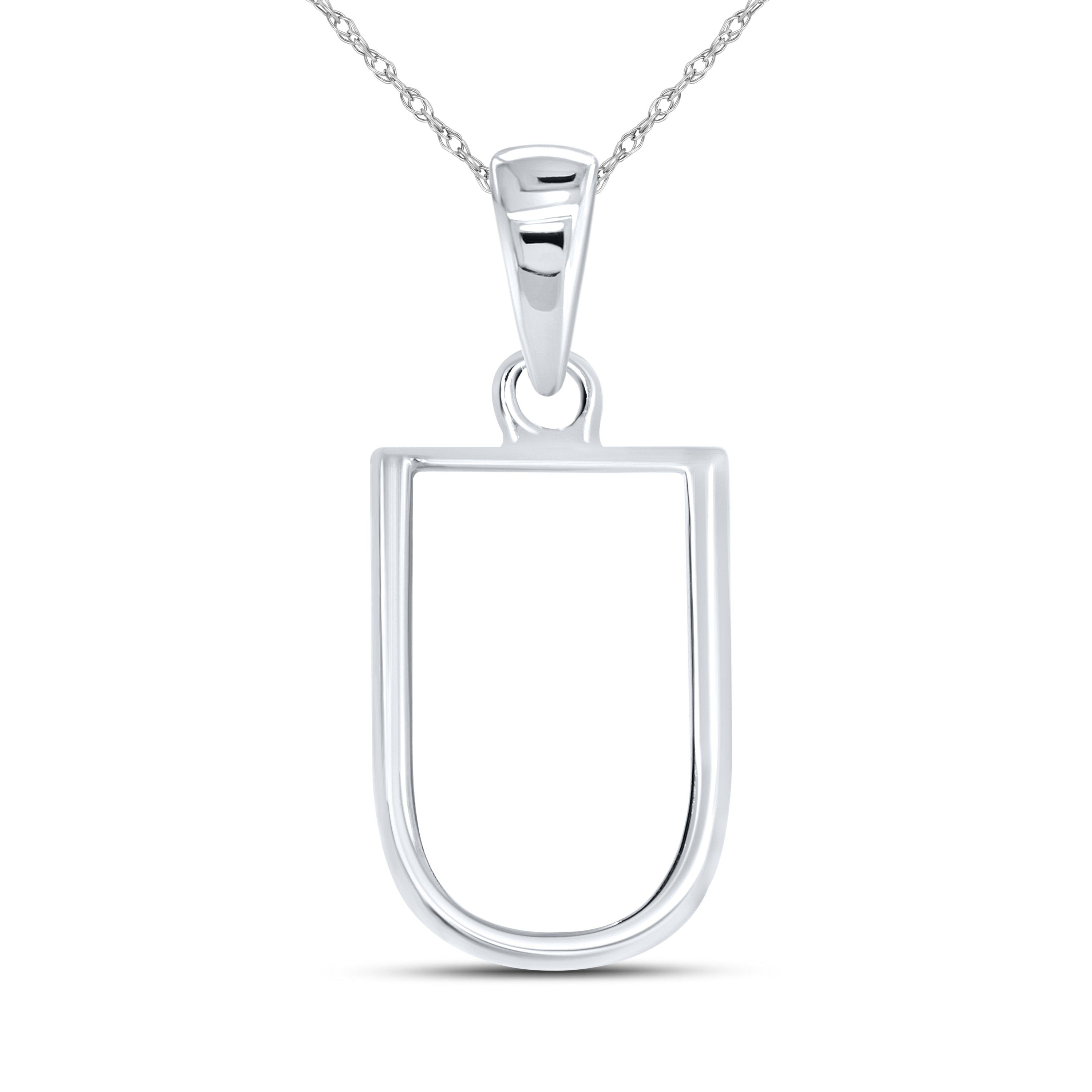 10KT White Gold 0.11 CTW DIAMOND INITIAL U