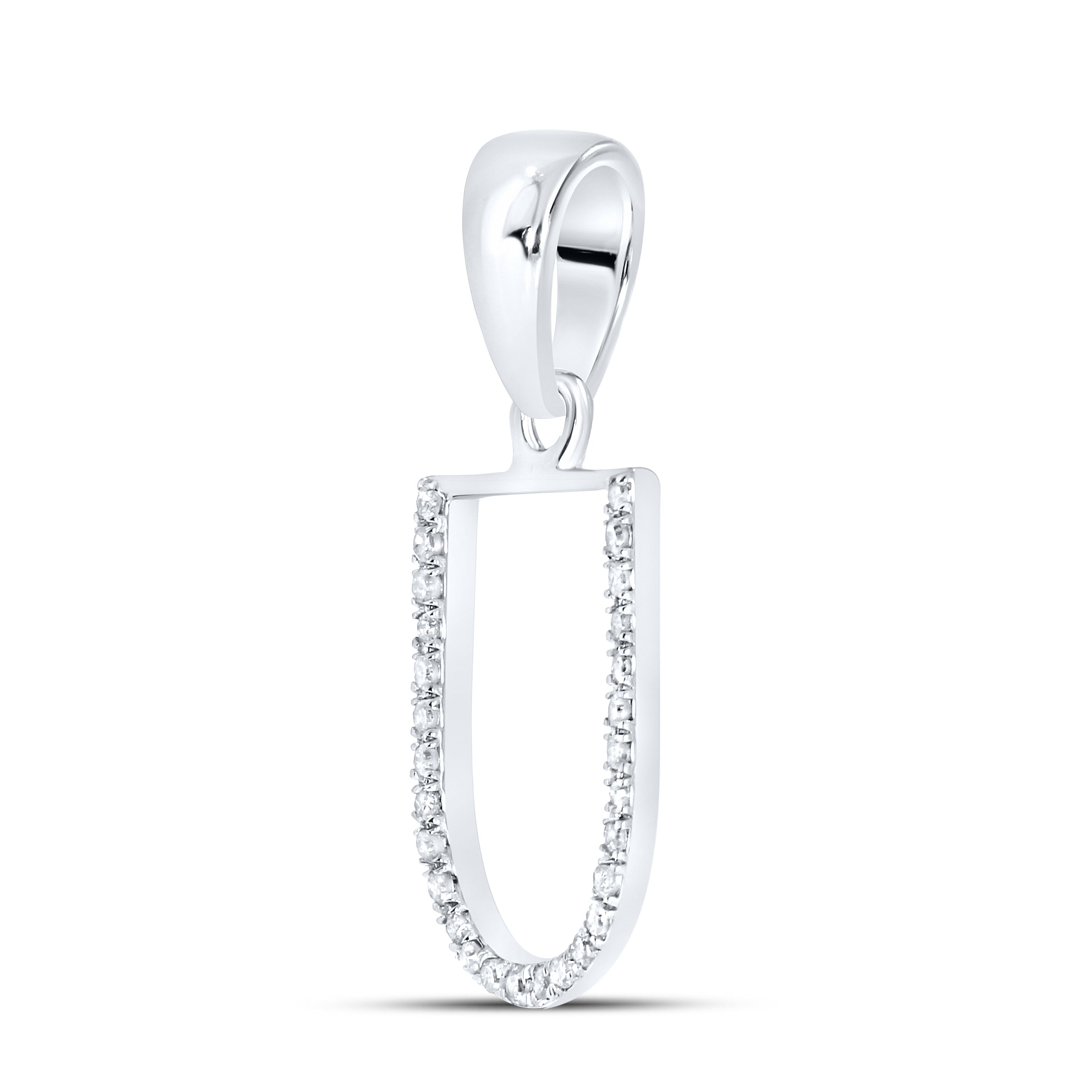 10KT White Gold 0.11 CTW DIAMOND INITIAL U