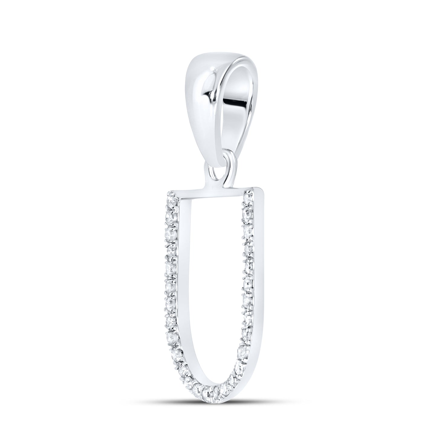 10KT White Gold 0.11 CTW DIAMOND INITIAL U