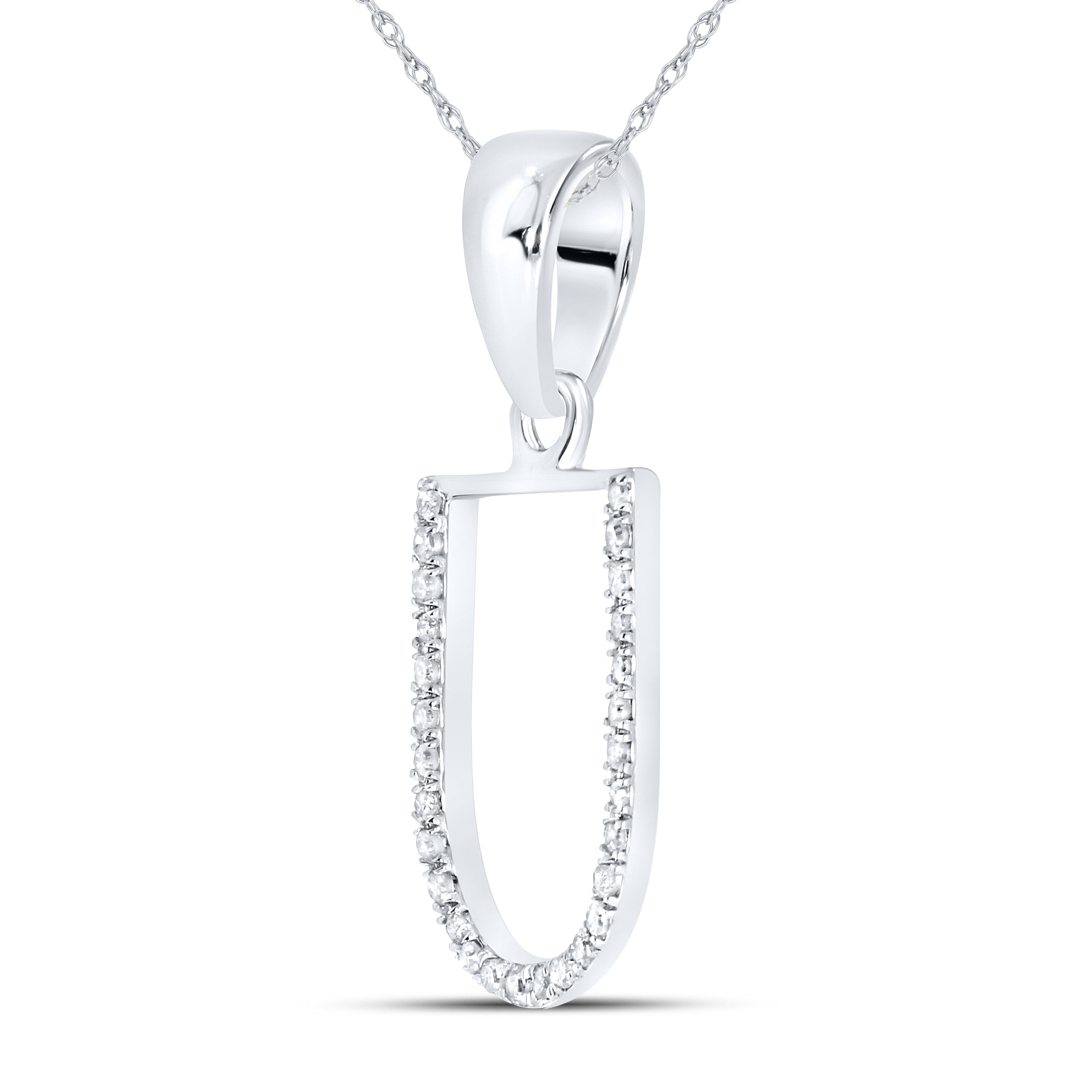 10KT White Gold 0.11 CTW DIAMOND INITIAL U
