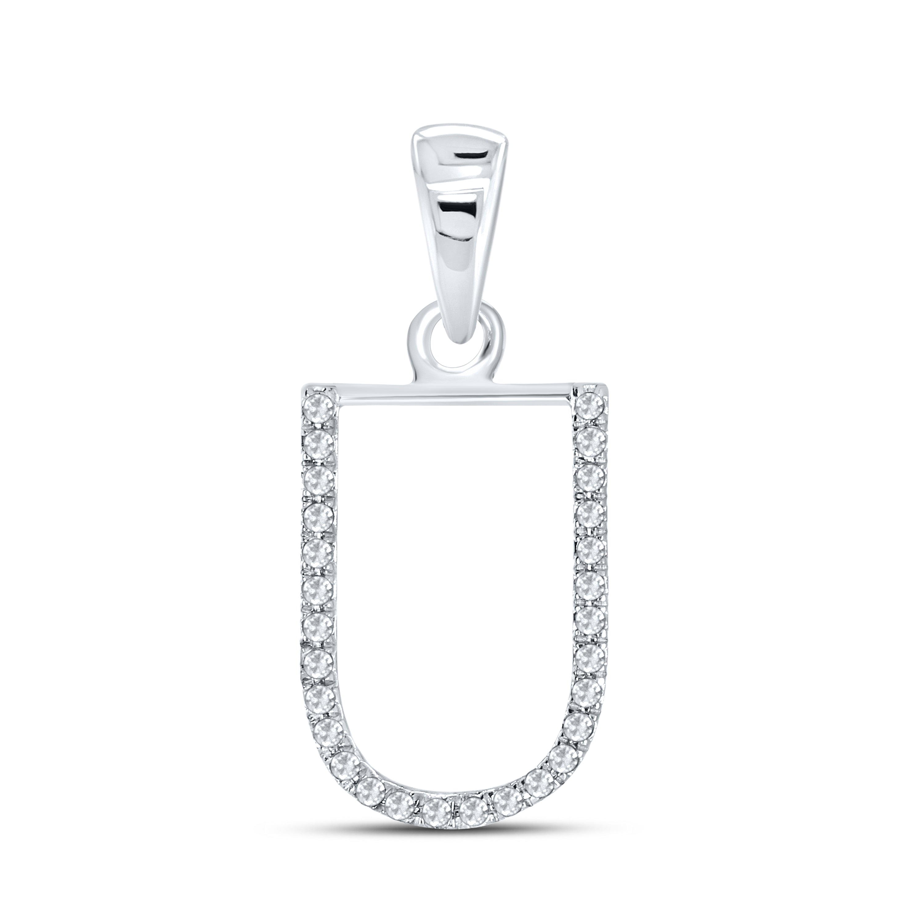 10KT White Gold 0.11 CTW DIAMOND INITIAL U