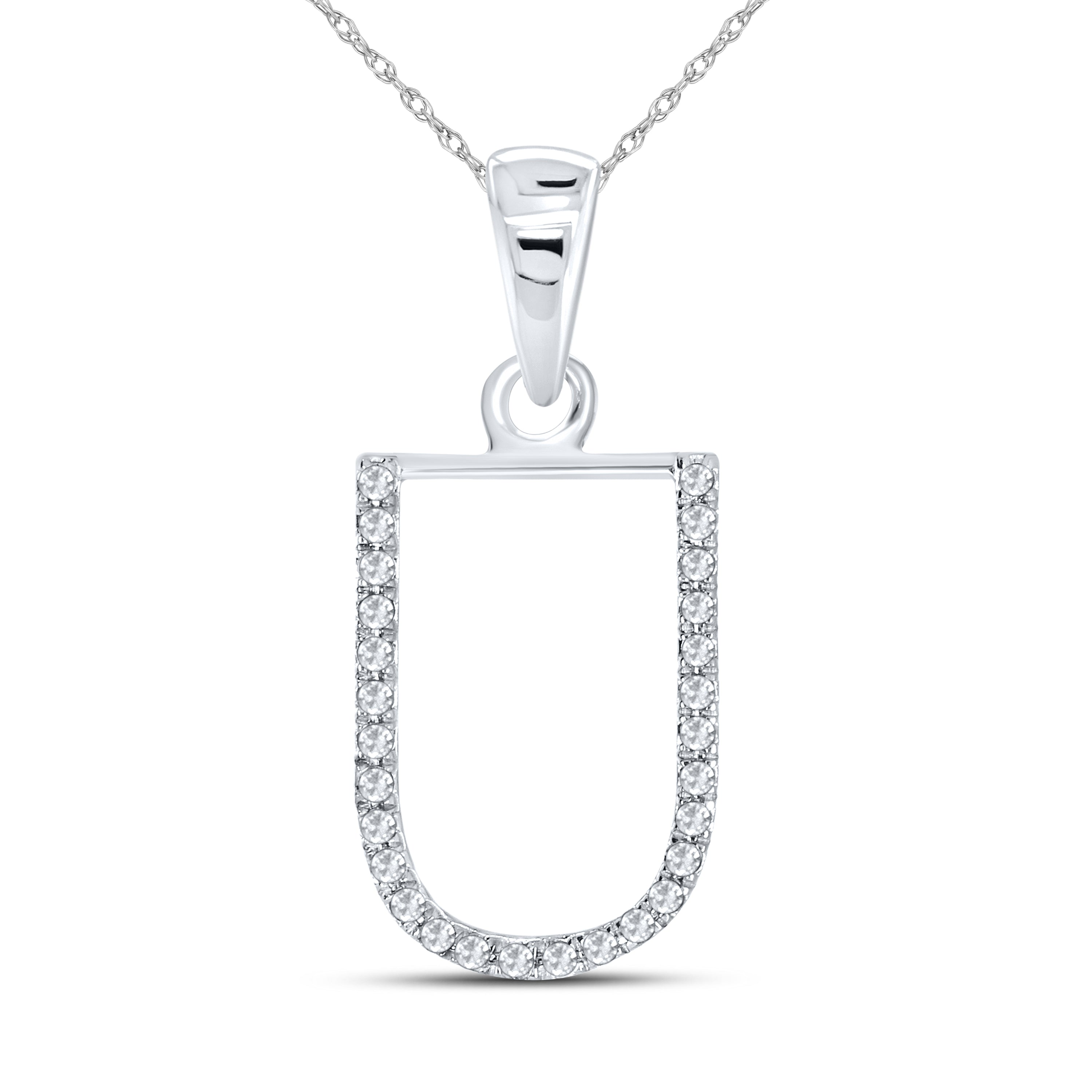 10KT White Gold 0.11 CTW DIAMOND INITIAL U