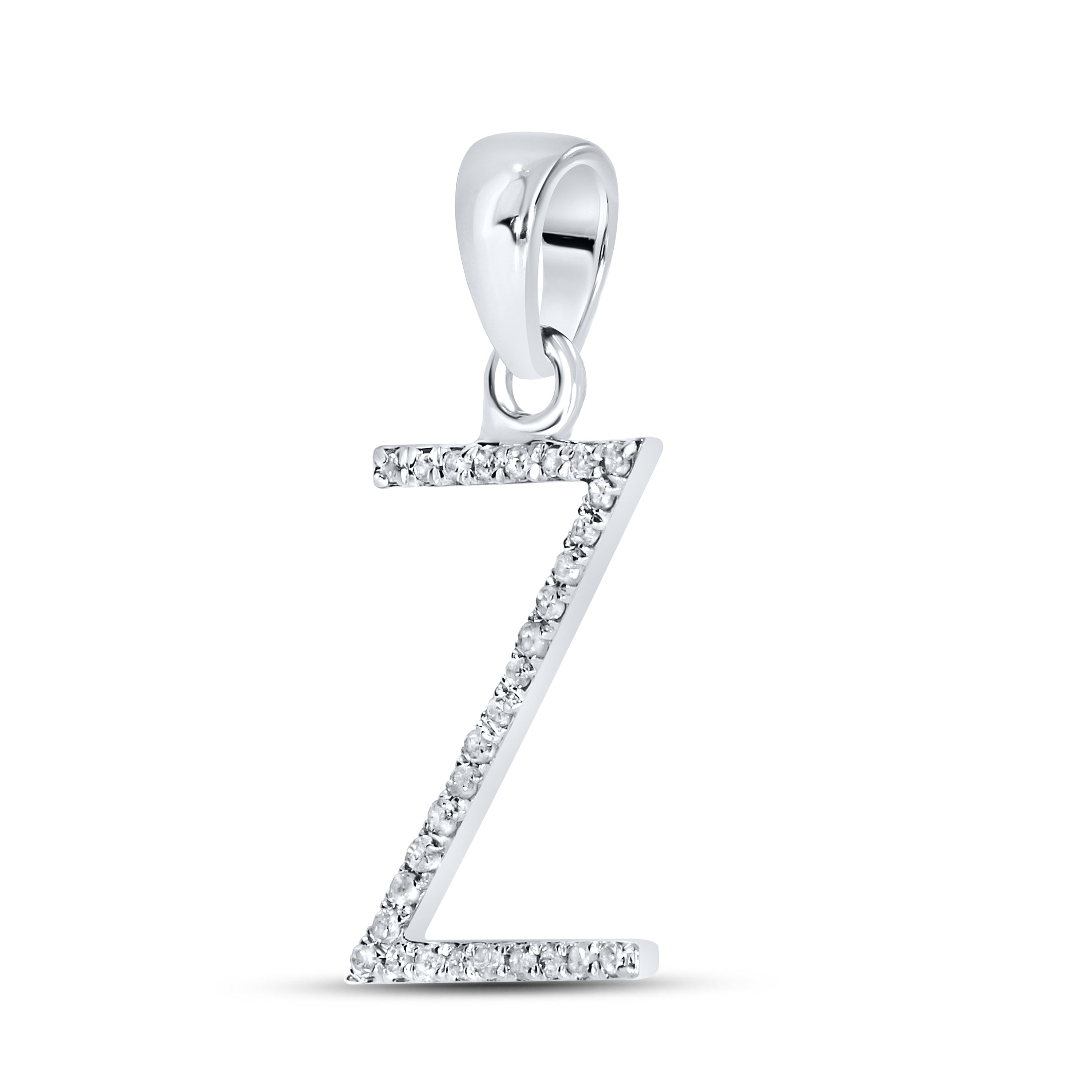 10KT White Gold 0.09 CTW DIAMOND INITIAL Z