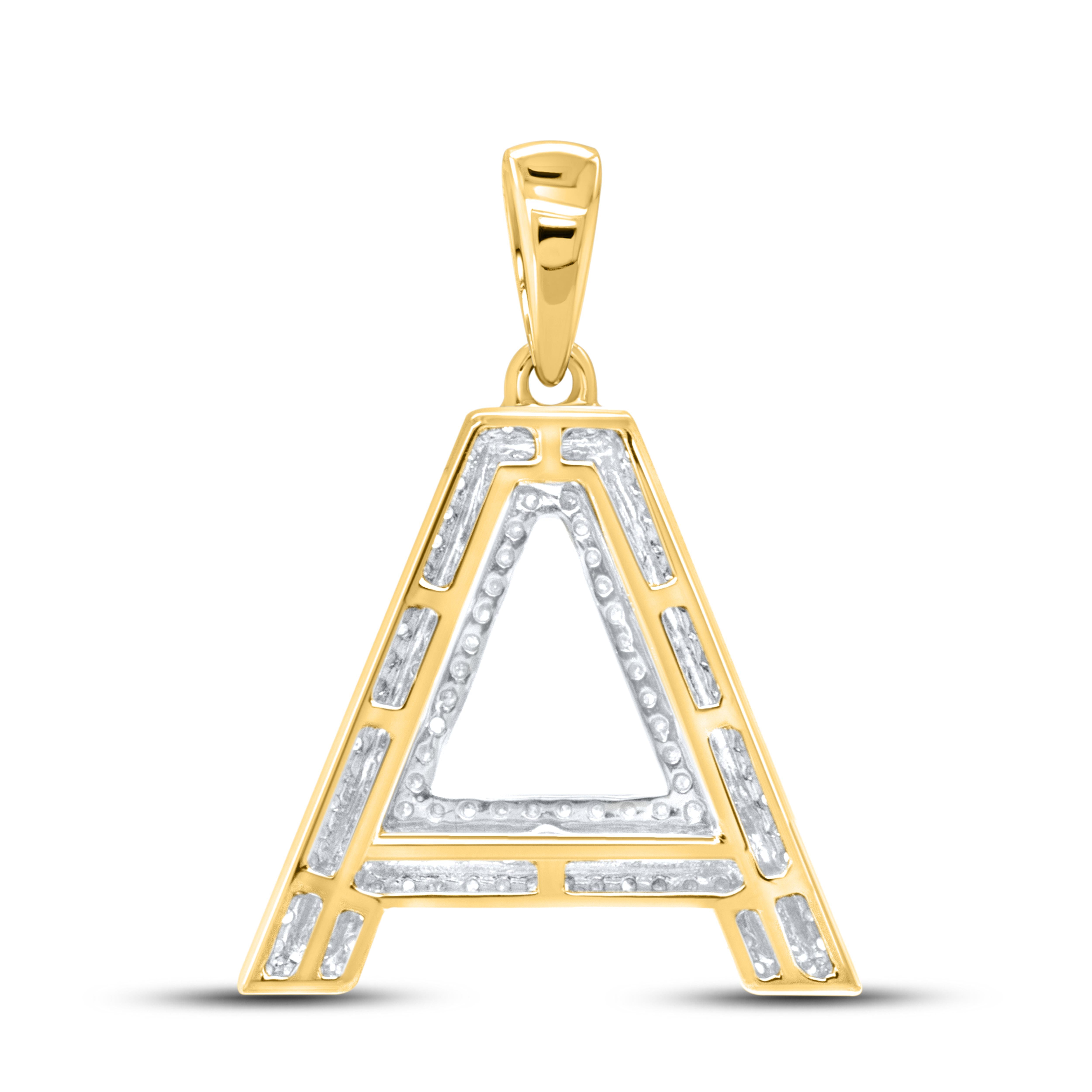 10K YELLOW 0.46 CTW DIAMOND INITIAL A Charm Pendant