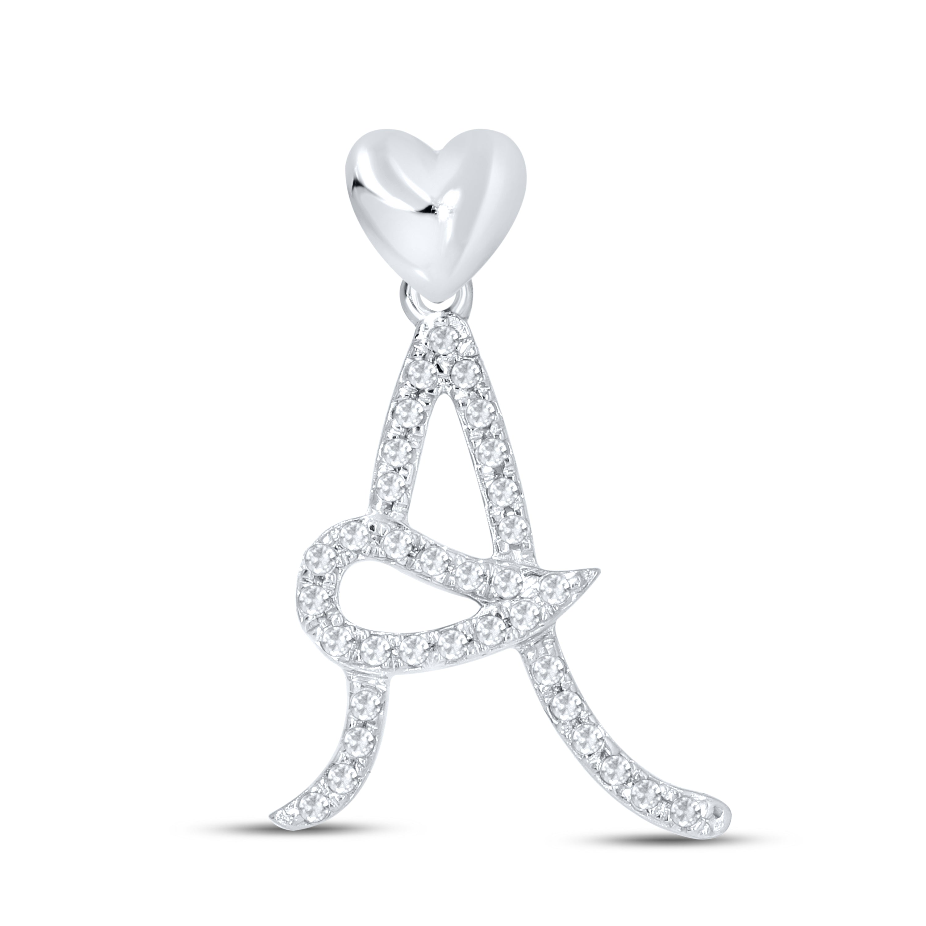 10KT White Gold 0.01 CTW Diamond initial A