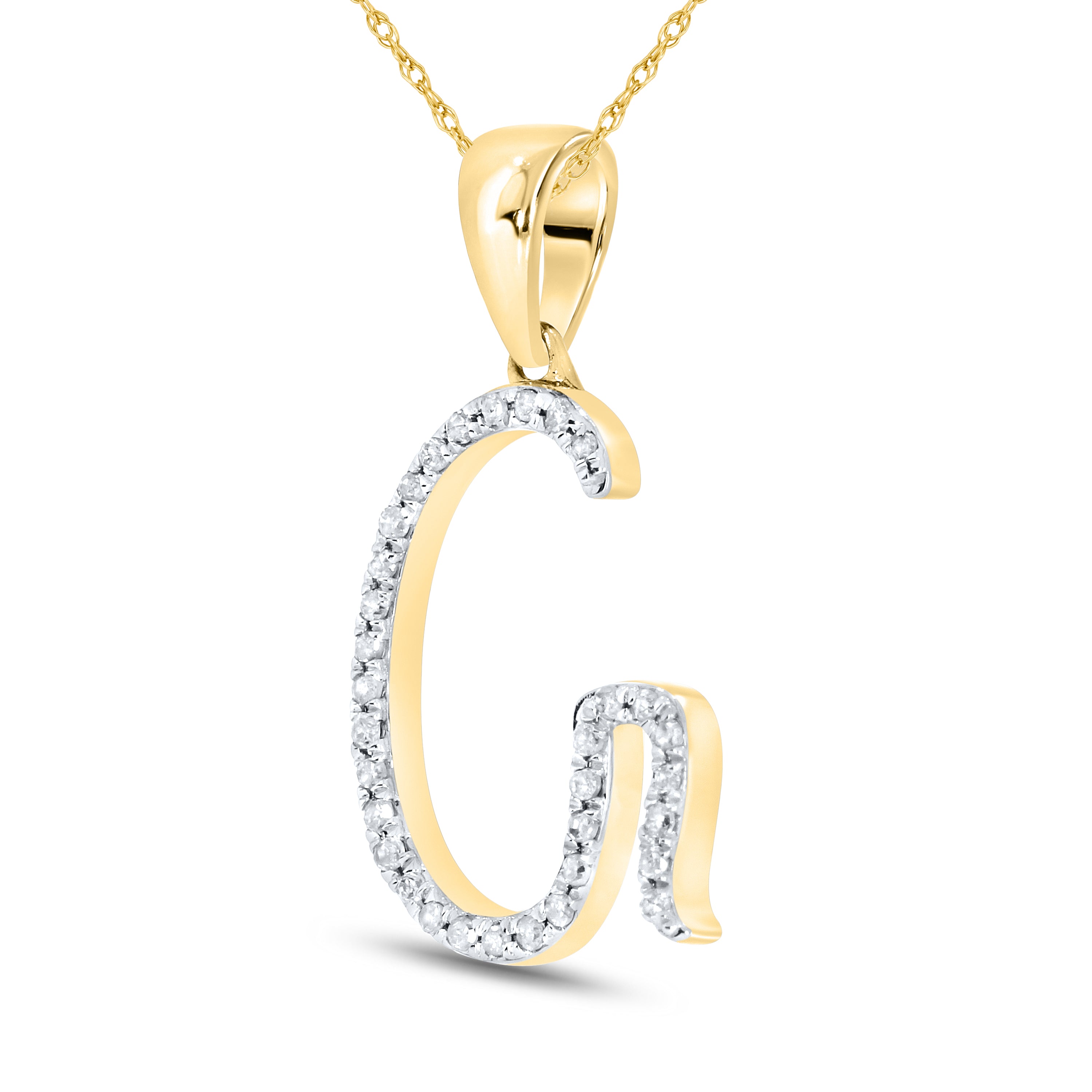 10k Yellow Gold 0.11 ctw Diamond Initial “G”