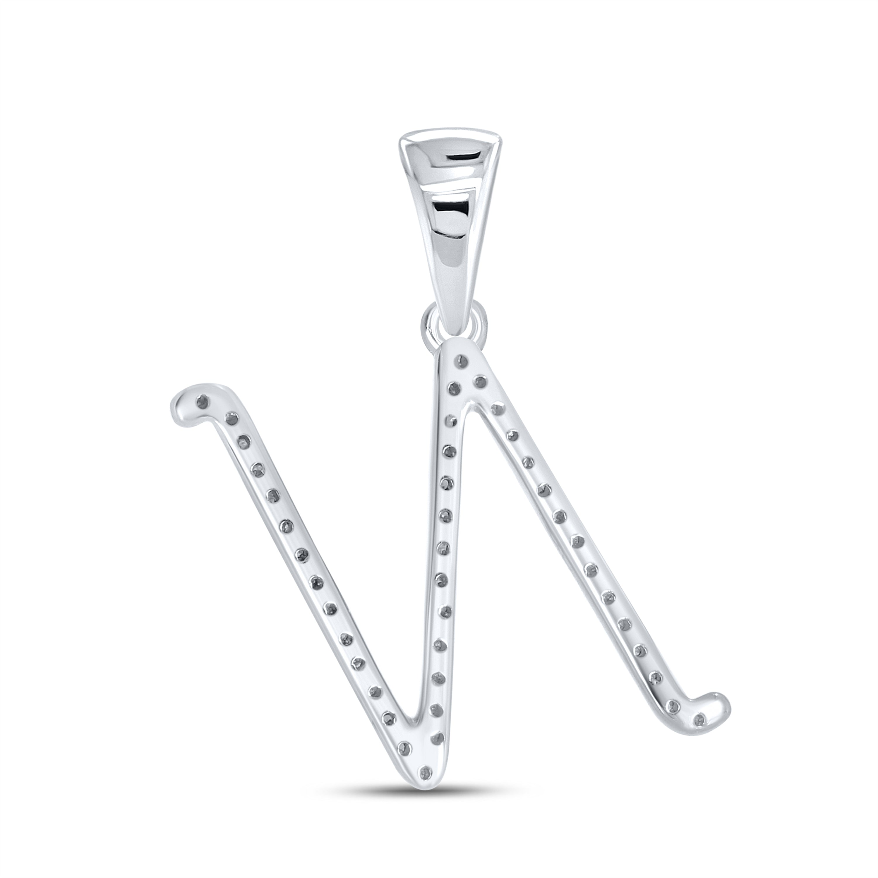 10KT White Gold 0.13 CTW DIAMOND INITIAL N