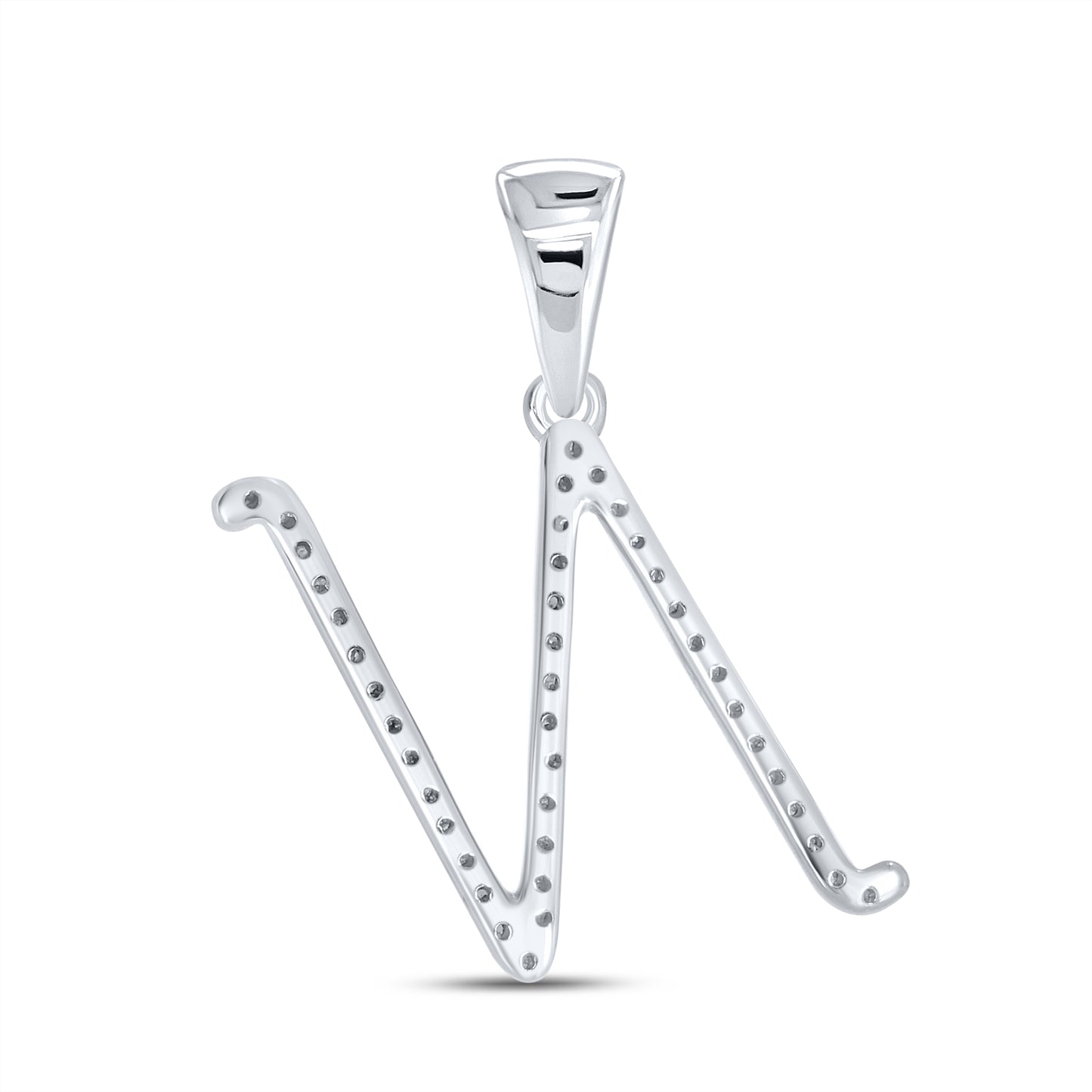 10KT White Gold 0.13 CTW DIAMOND INITIAL N