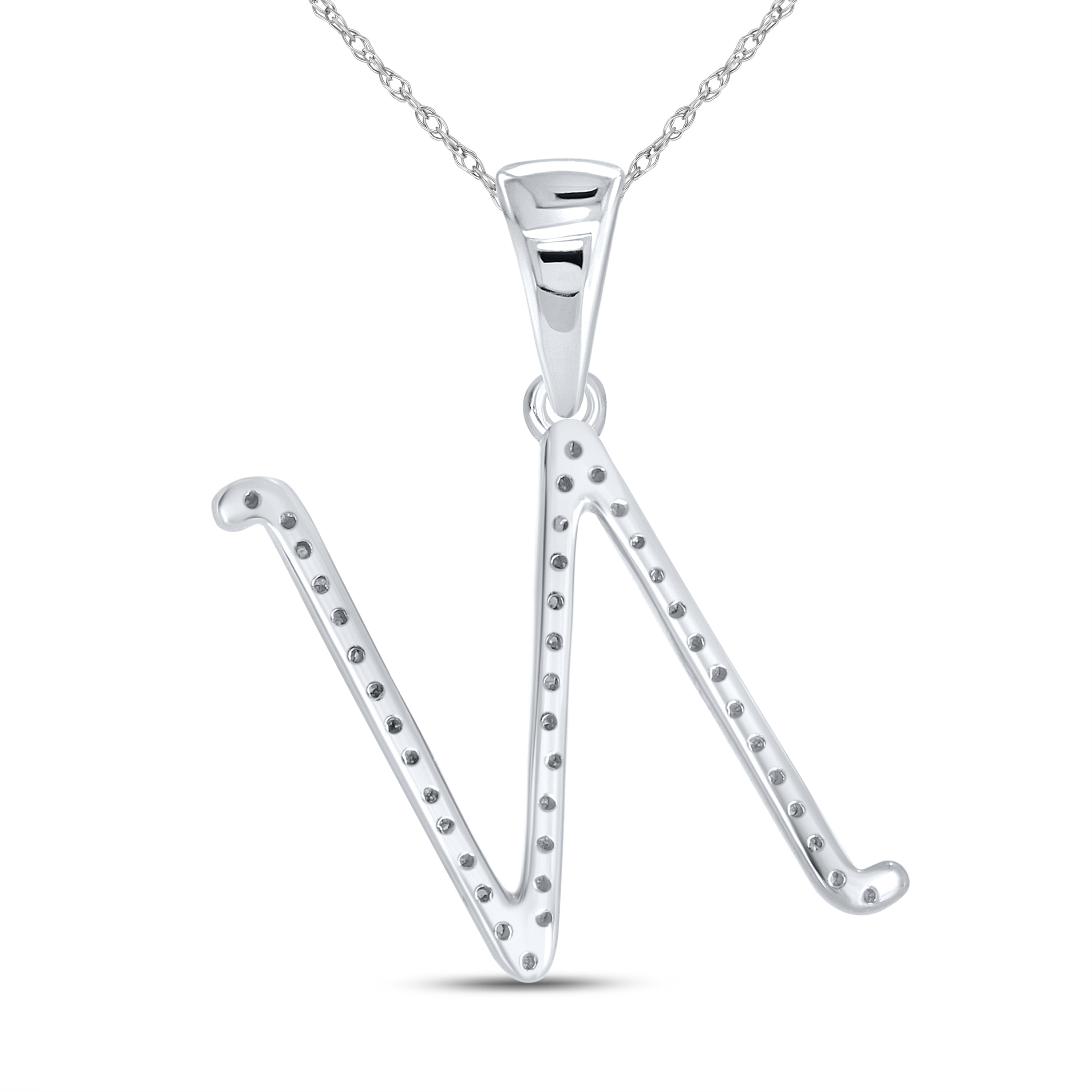 10KT White Gold 0.13 CTW DIAMOND INITIAL N