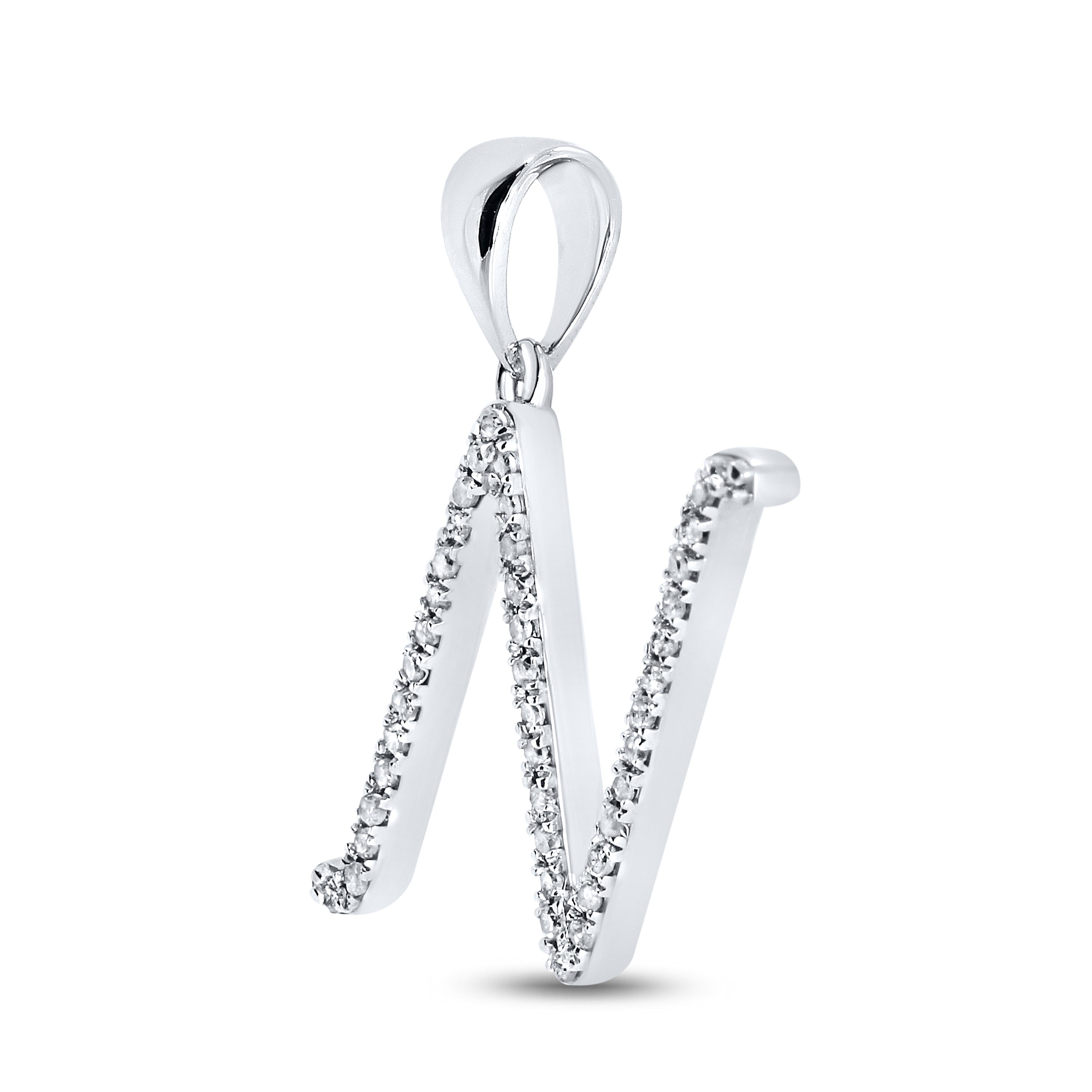 10KT White Gold 0.13 CTW DIAMOND INITIAL N