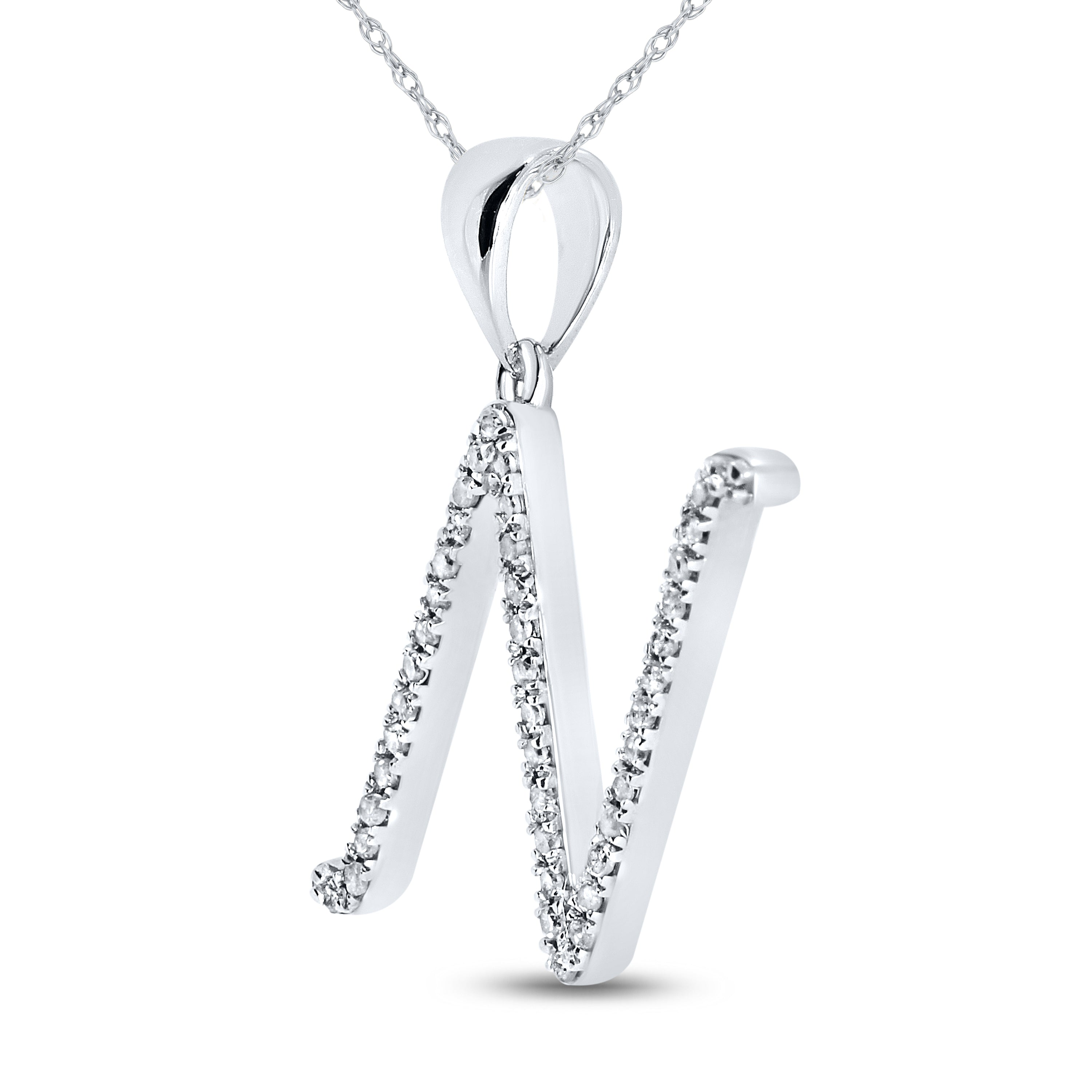 10KT White Gold 0.13 CTW DIAMOND INITIAL N