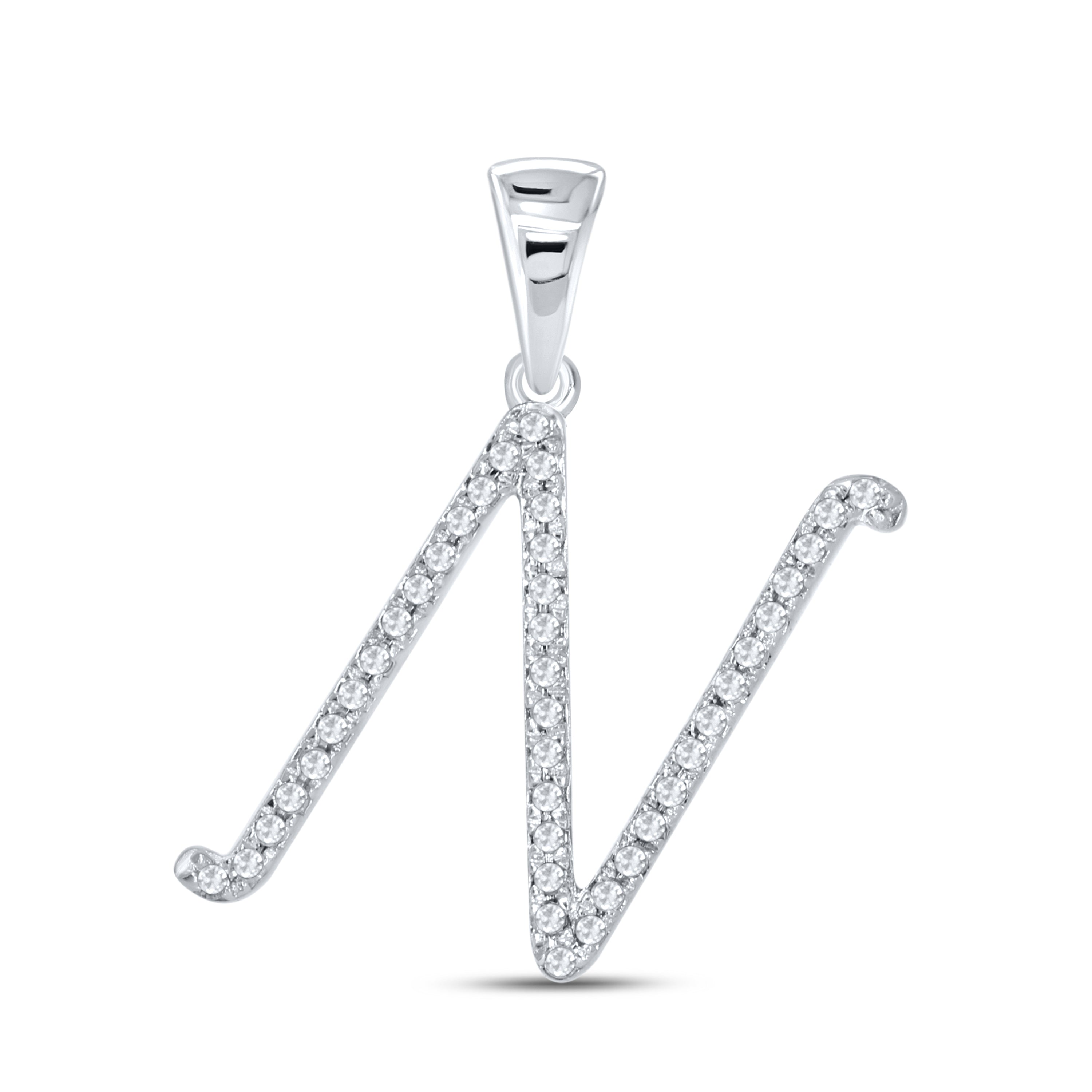 10KT White Gold 0.13 CTW DIAMOND INITIAL N