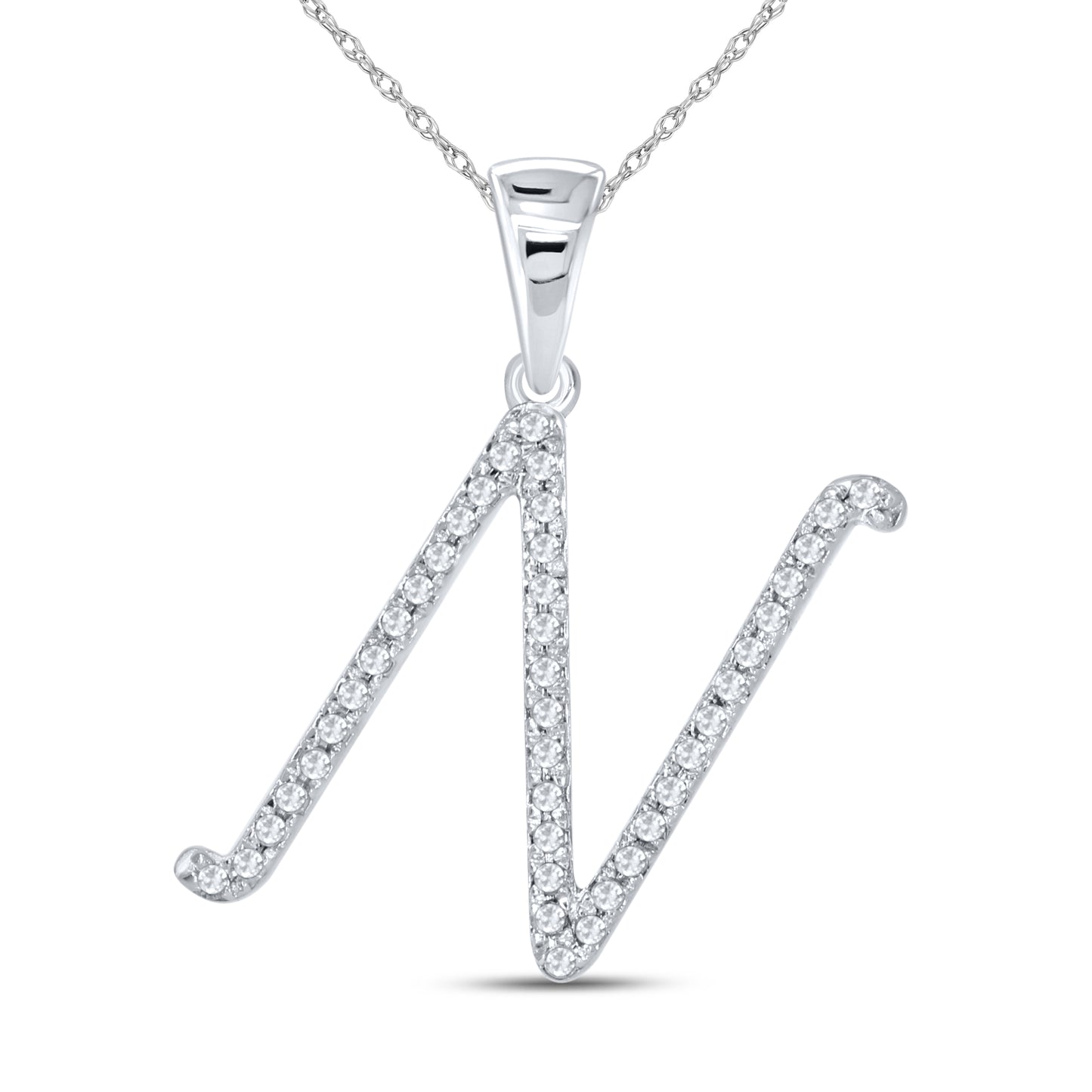 10KT White Gold 0.13 CTW DIAMOND INITIAL N