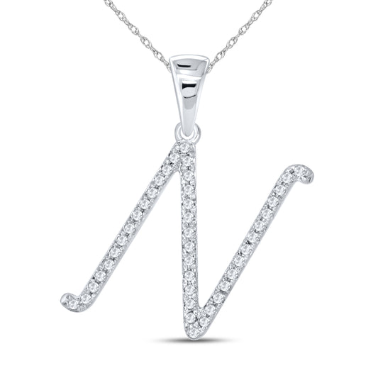 10KT White Gold 0.13 CTW DIAMOND INITIAL N