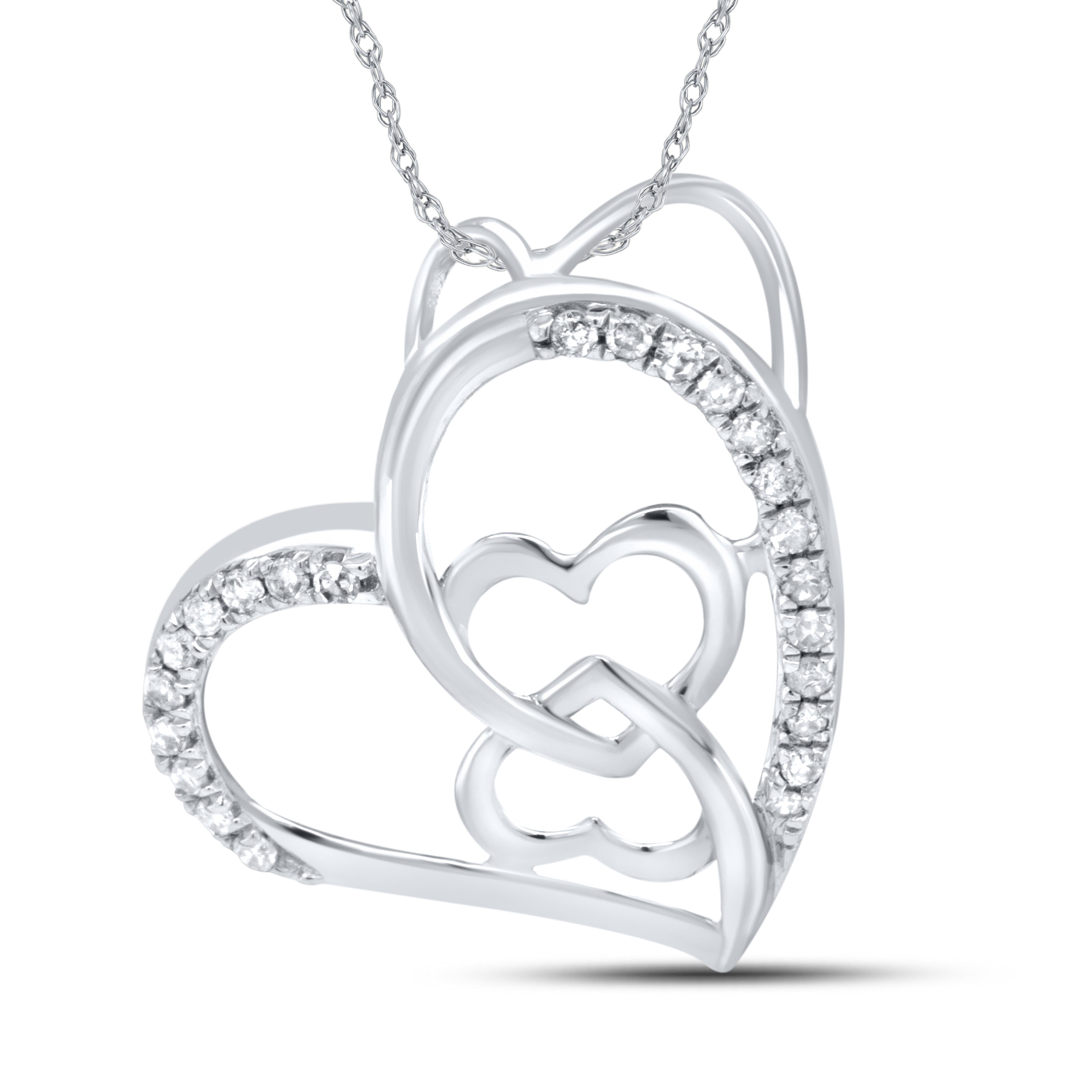 10K WHITE GOLD 0.09 CTW DIAMOND HEART PENDANT