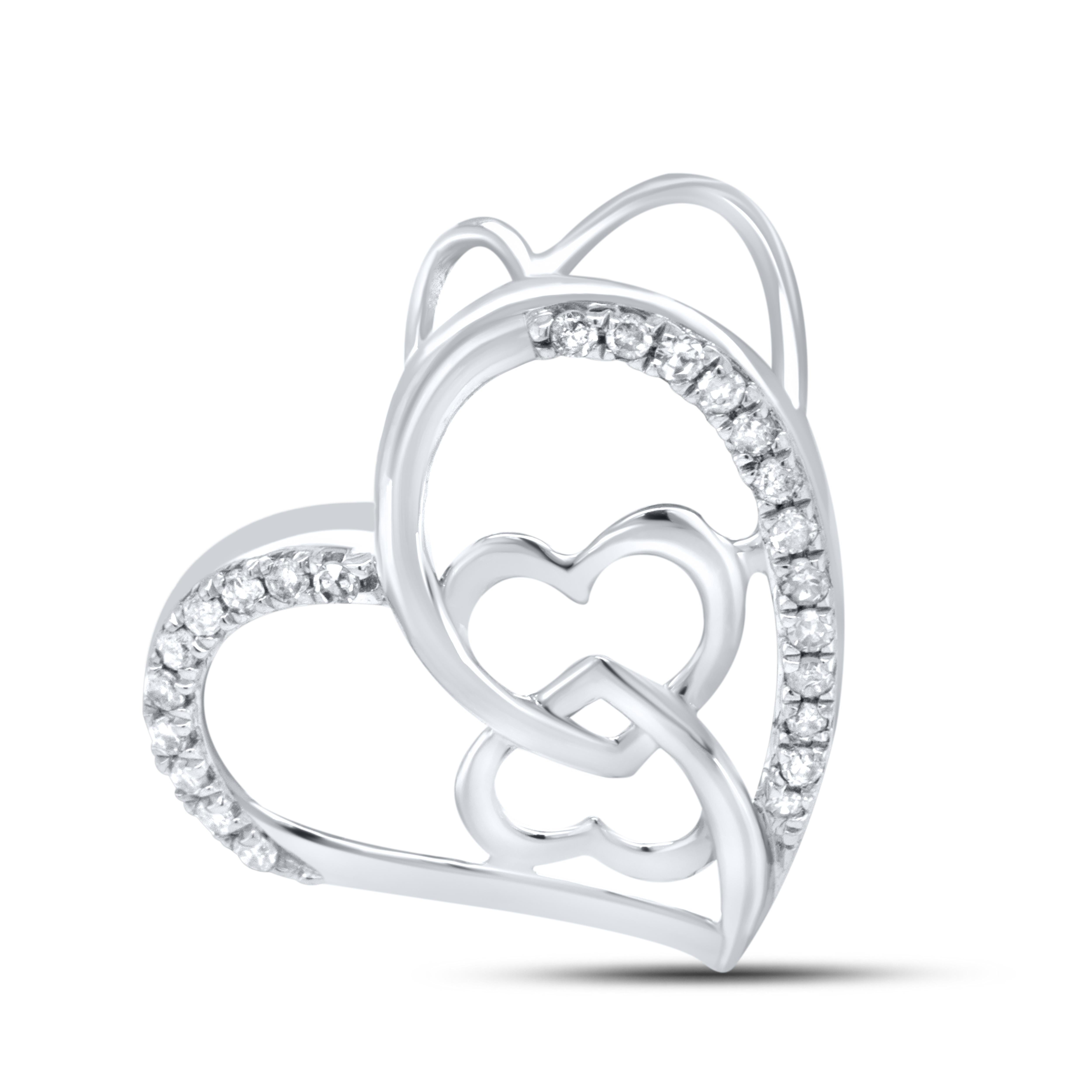 10K WHITE GOLD 0.09 CTW DIAMOND HEART PENDANT