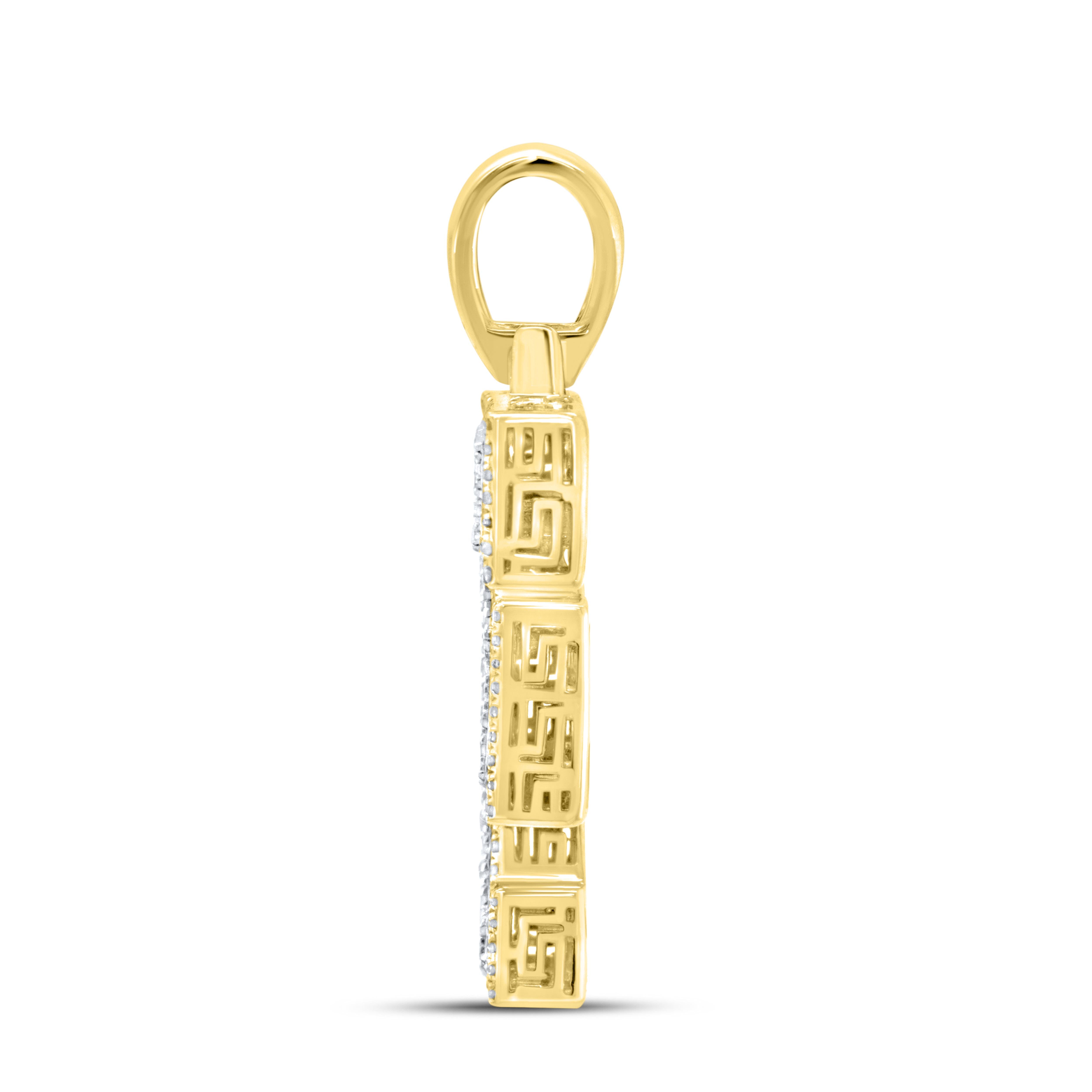 10KT YELLOW GOLD 0.59 CTW DIAMOND INITIAL F Charm Pendant