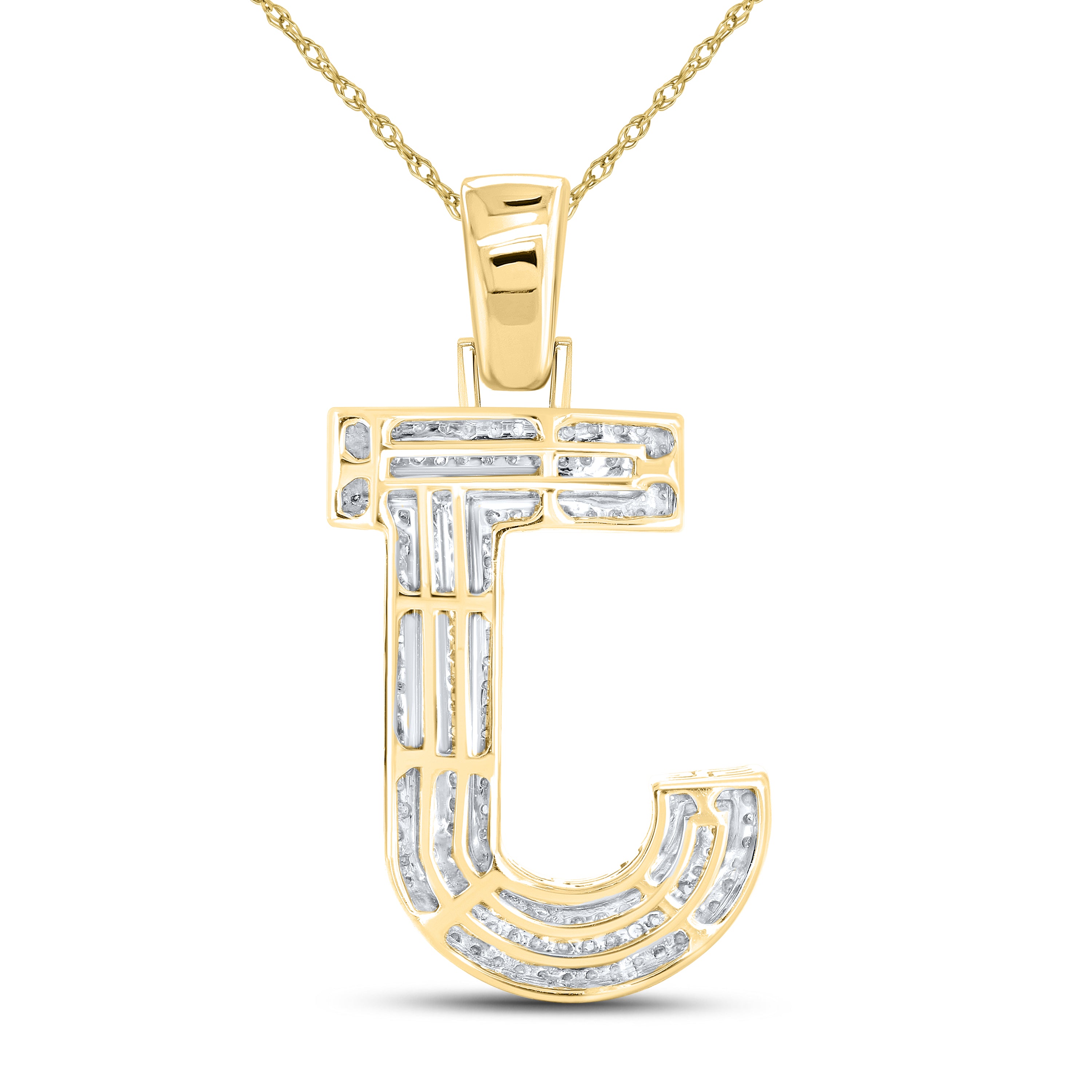10kt yellow gold 0.54 CTW Diamond Initial J Charm
