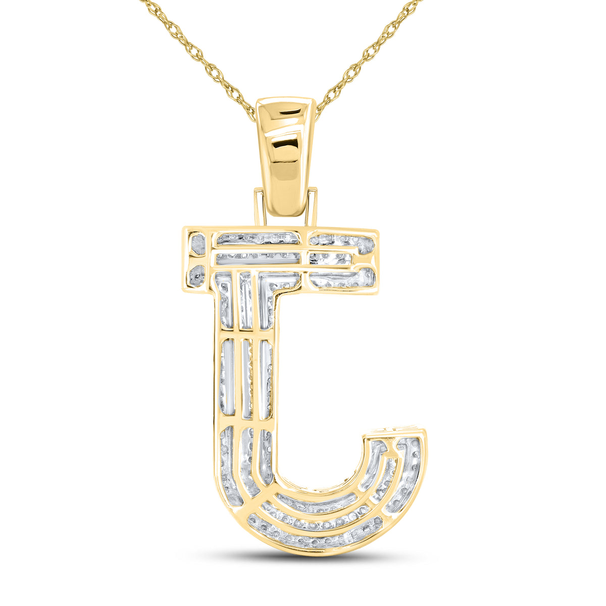 10kt yellow gold 0.54 CTW Diamond Initial J Charm