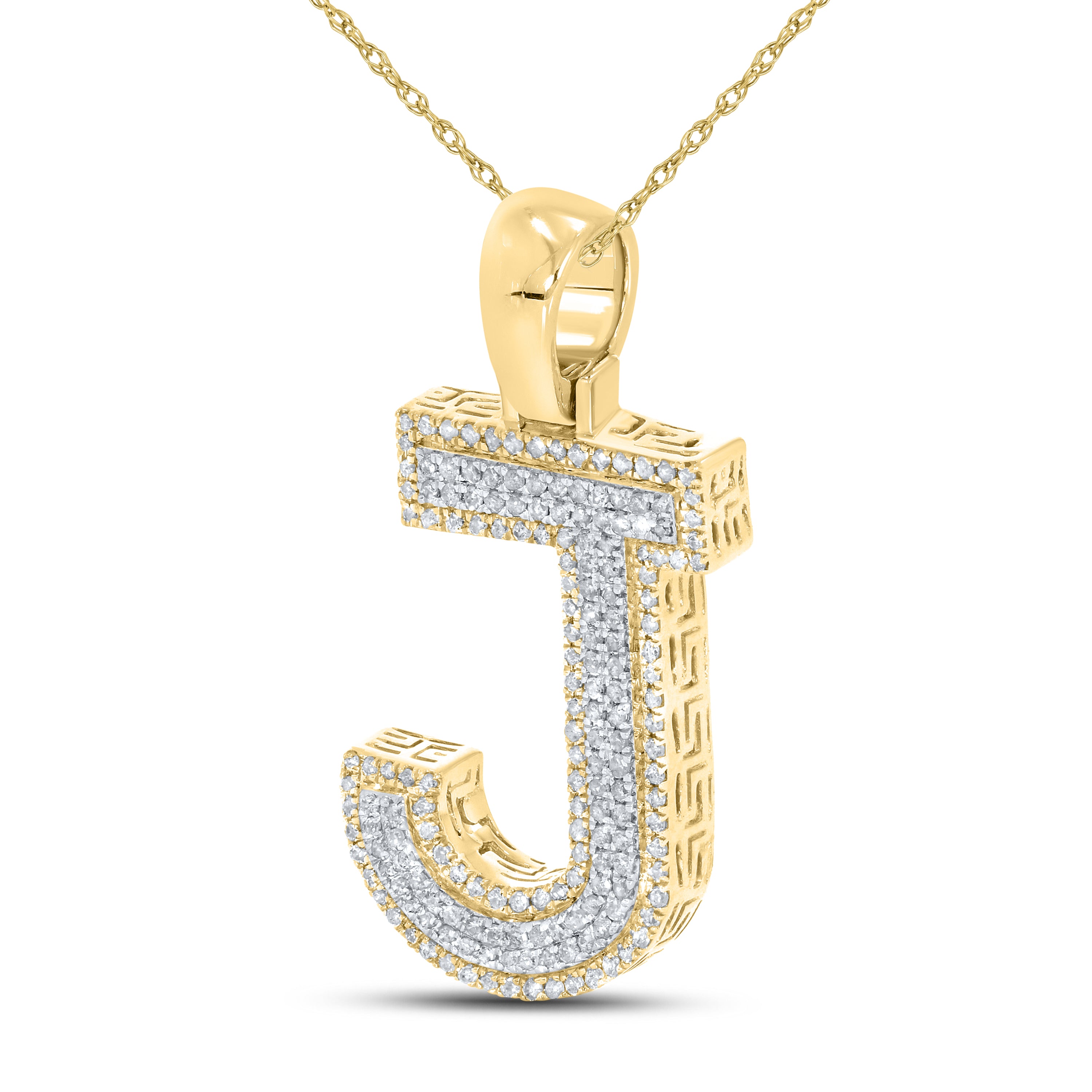 10kt yellow gold 0.54 CTW Diamond Initial J Charm