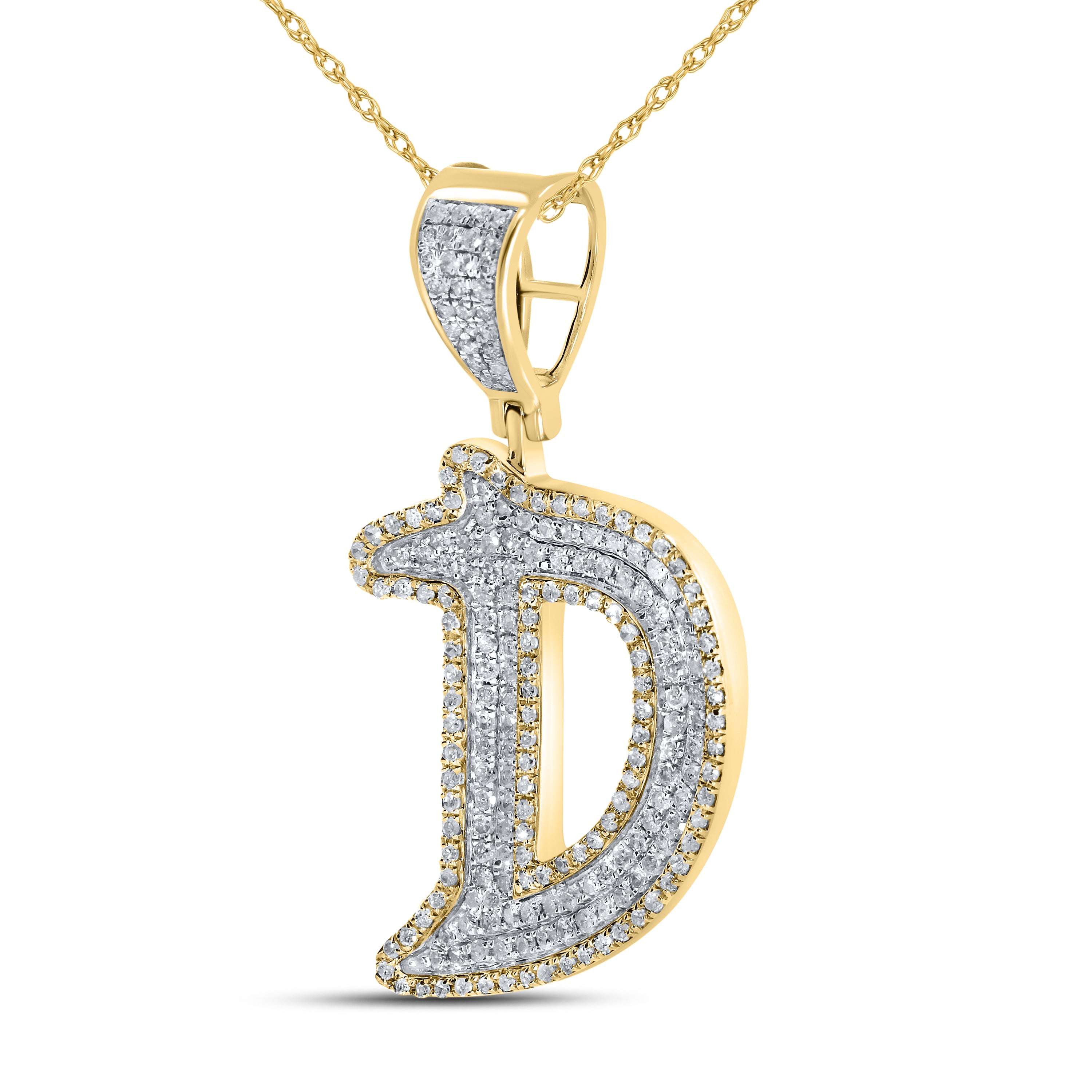 10k Yellow Gold 0.87 ctw diamond initial “D”