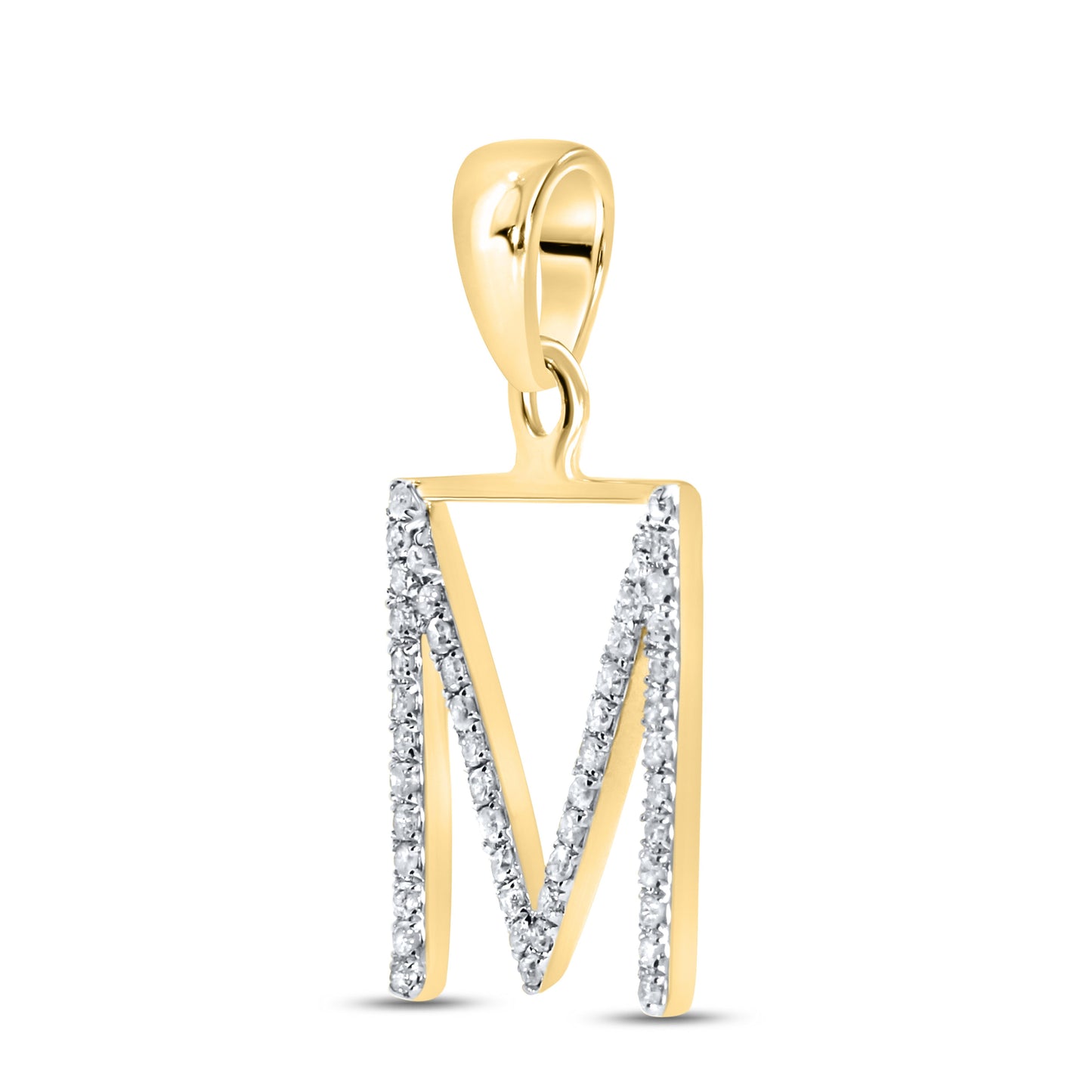 10k Yellow Gold 0.17 CTW Diamond Initial “M”