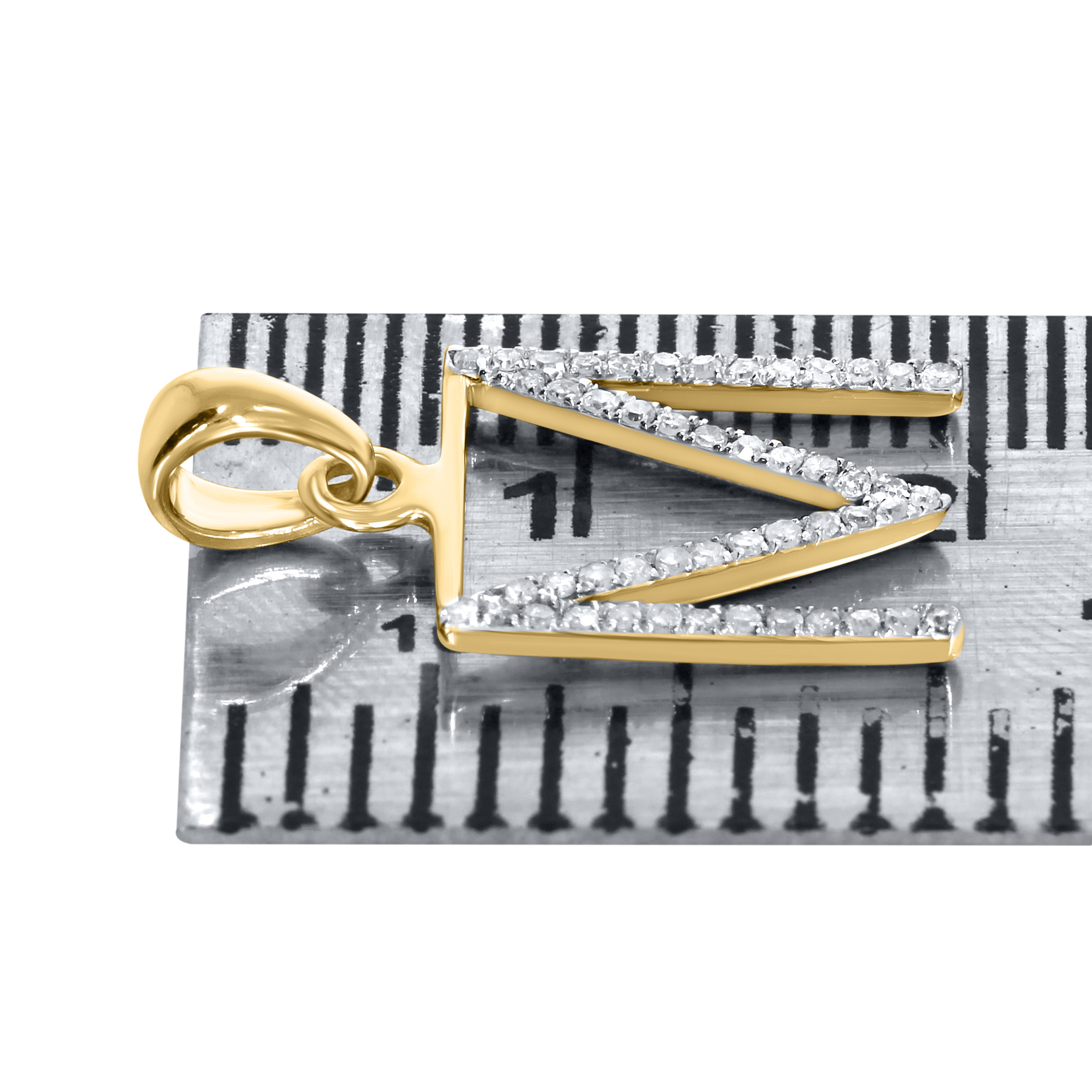 10k Yellow Gold 0.17 CTW Diamond Initial “M”