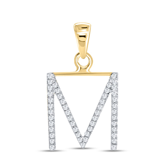 10k Yellow Gold 0.17 CTW Diamond Initial “M”