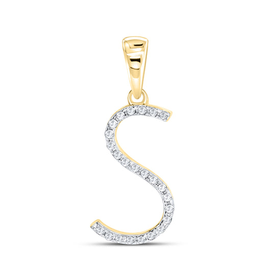 10k Yellow Gold 0.08ctw diamond initial  S