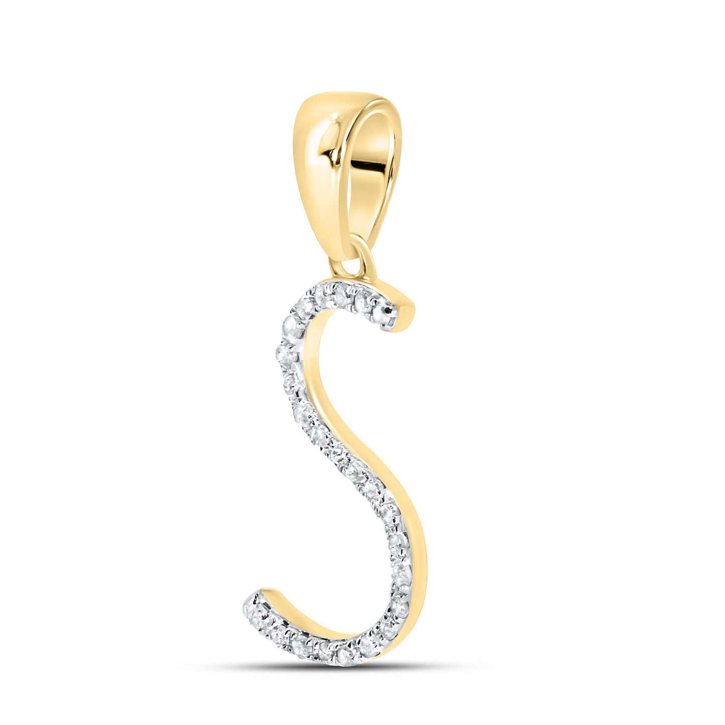 10k Yellow Gold 0.08ctw diamond initial  S