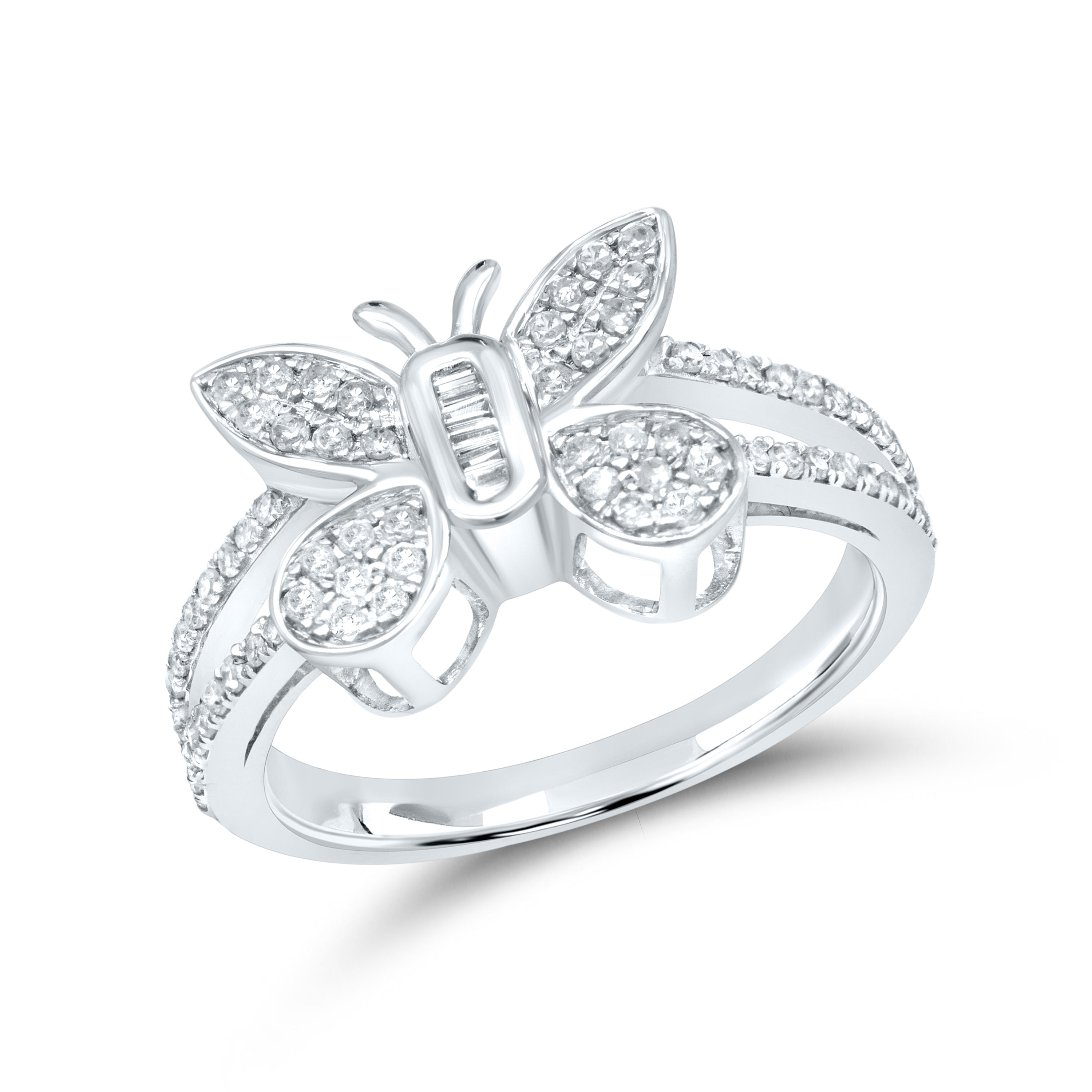10kt white gold 0.15 ctw diamond butterfly ring