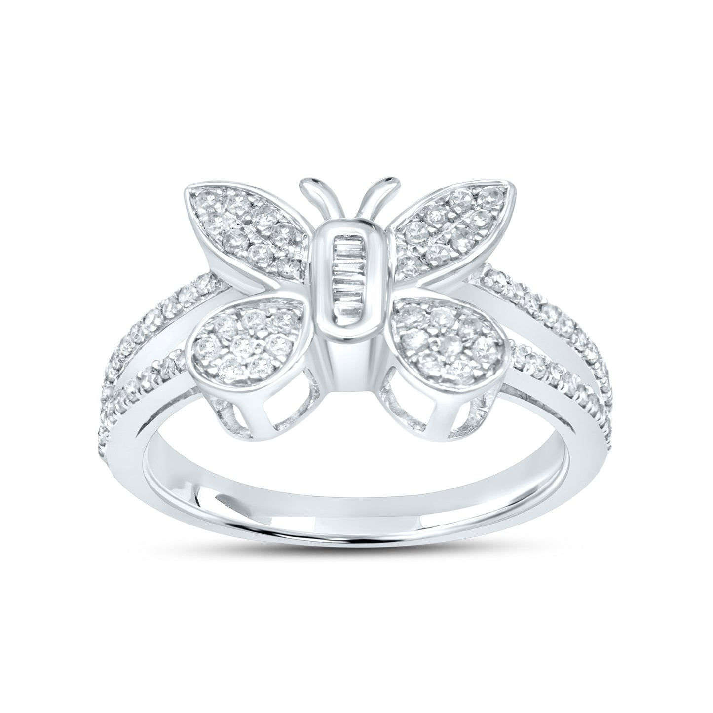 10kt white gold 0.15 ctw diamond butterfly ring