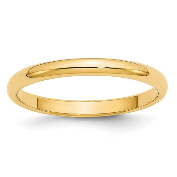 14kt Yellow Gold 2.5mm Half Round Wedding Band Size 6.5
