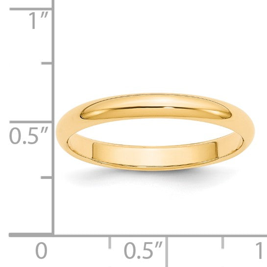 14kt Yellow Gold 3mm Half-Round Wedding Band Size 8