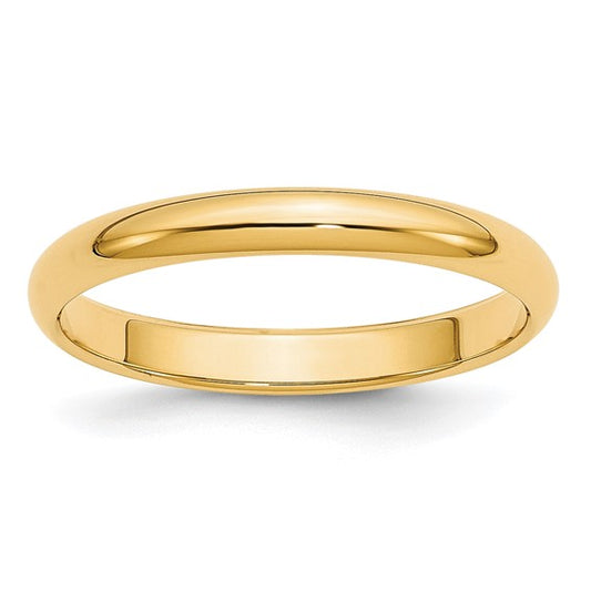 14kt Yellow Gold 3mm Half-Round Wedding Band Size 7.5