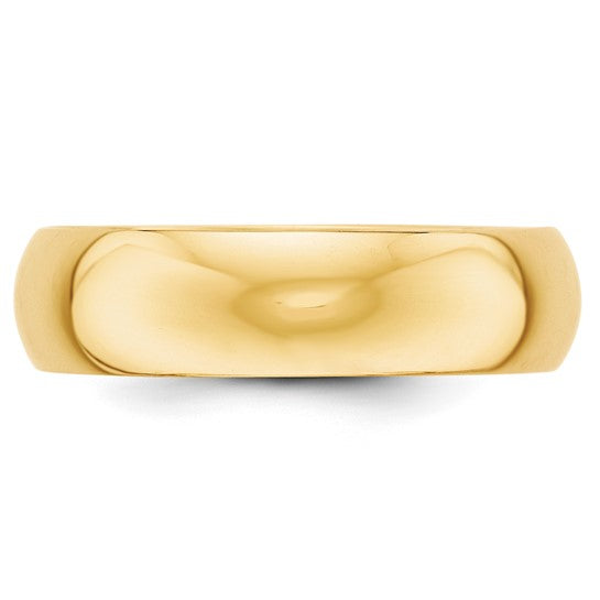 14kt Yellow Gold 6mm Half-Round Wedding Band Size 6